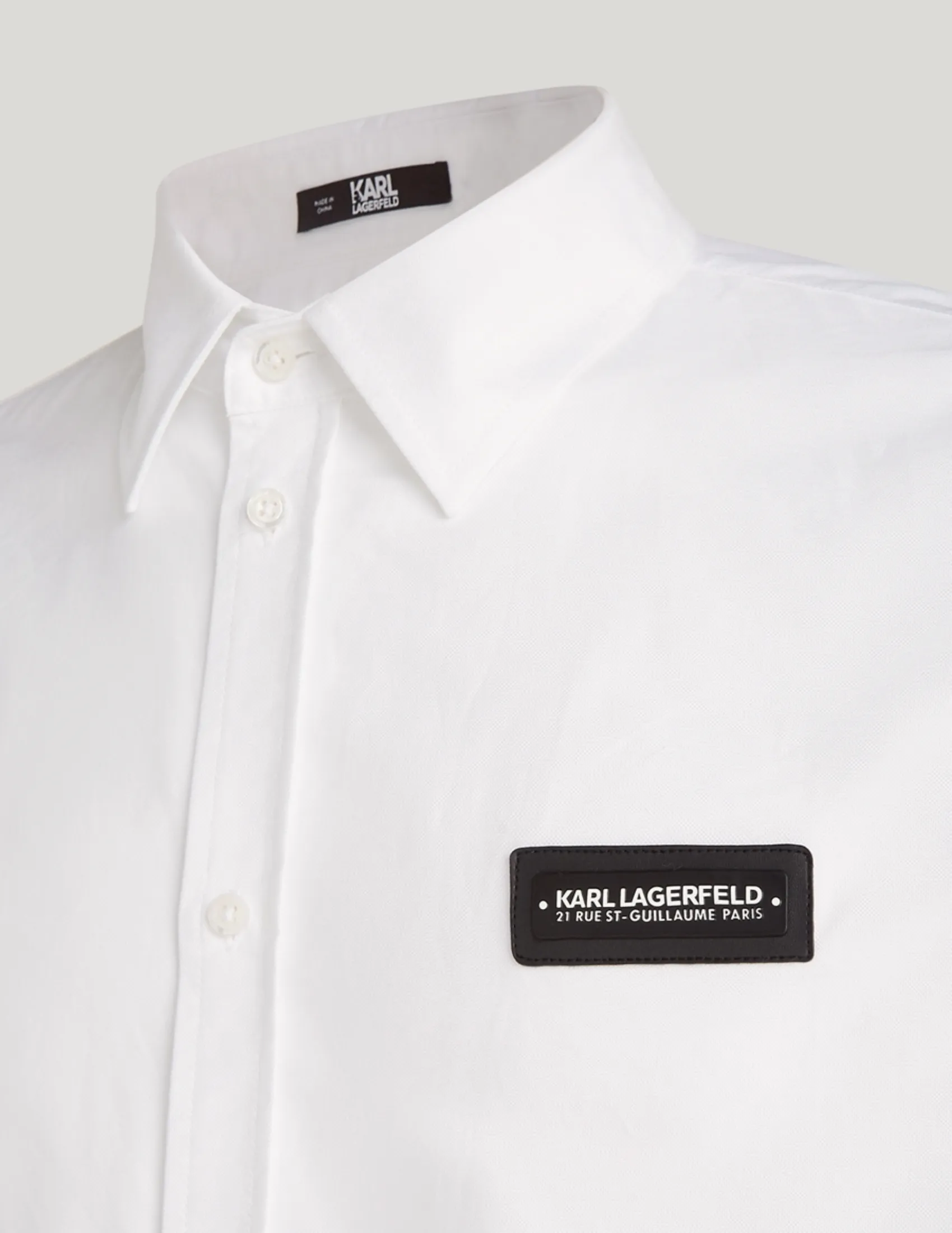 KARL LAGERFELD RTW-1 LOGO OXFORD MEN SHIRT WHITE KARL LAGERFELD RTW-1 LOGO OXFORD MEN SHIRT WHITE