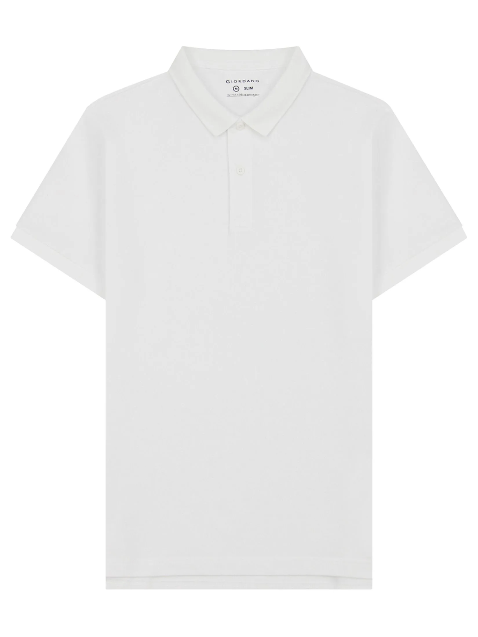 GIORDANO Men's Slim Cotton Lycra Polo Signature White GIORDANO Men's Slim Cotton Lycra Polo Signature White