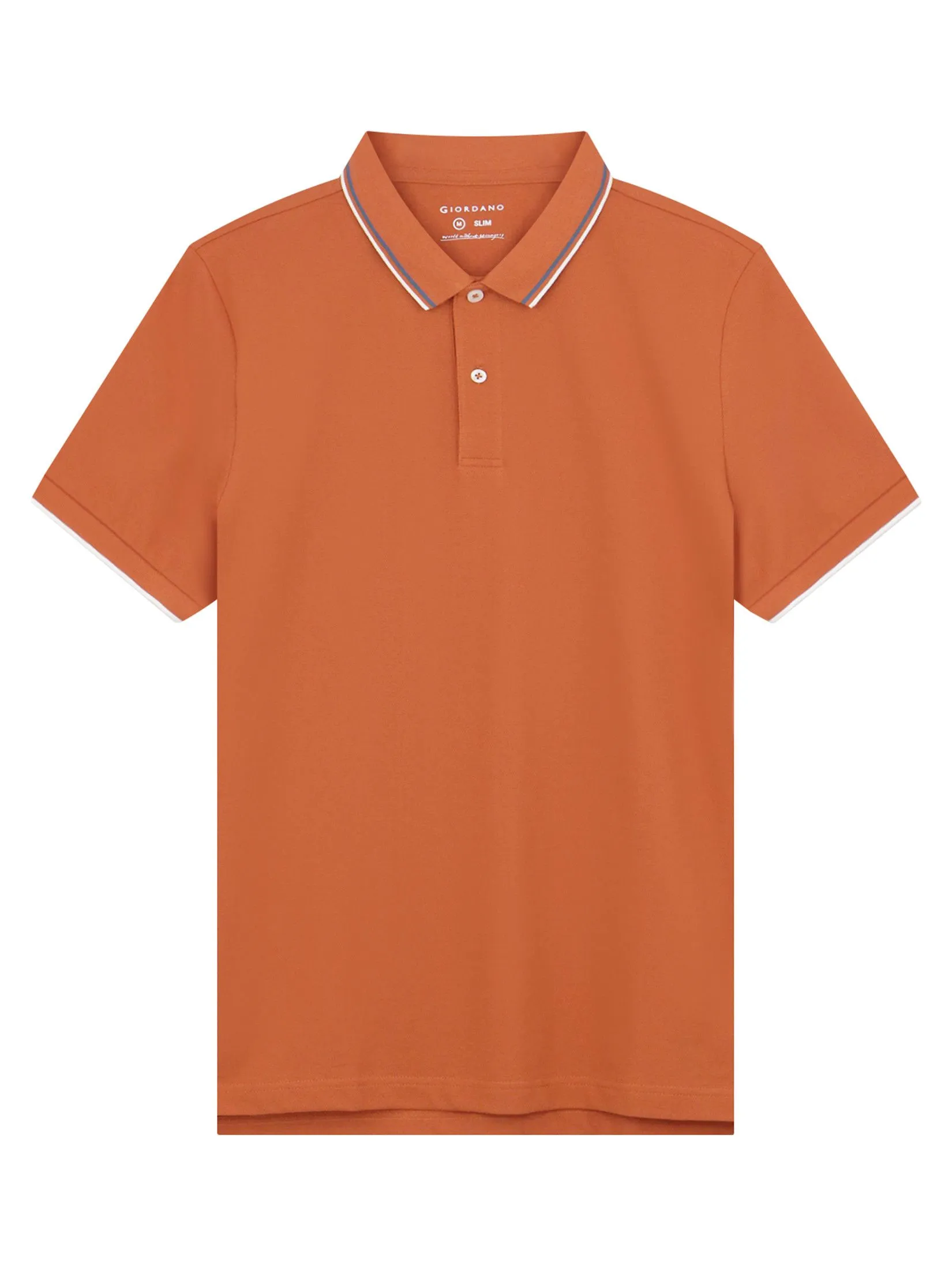 GIORDANO Men's Slim Cotton Lycra Polo Mango Orange GIORDANO Men's Slim Cotton Lycra Polo Mango Orange