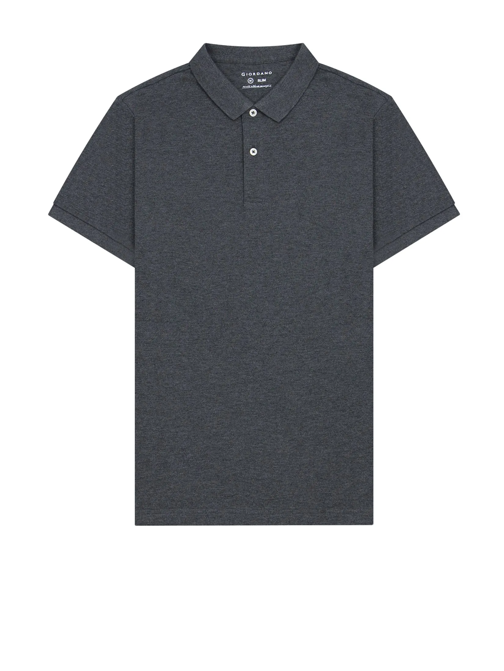 GIORDANO Men's Cotton Lycra Solid Polo Melange Dark Grey GIORDANO Men's Cotton Lycra Solid Polo Melange Dark Grey