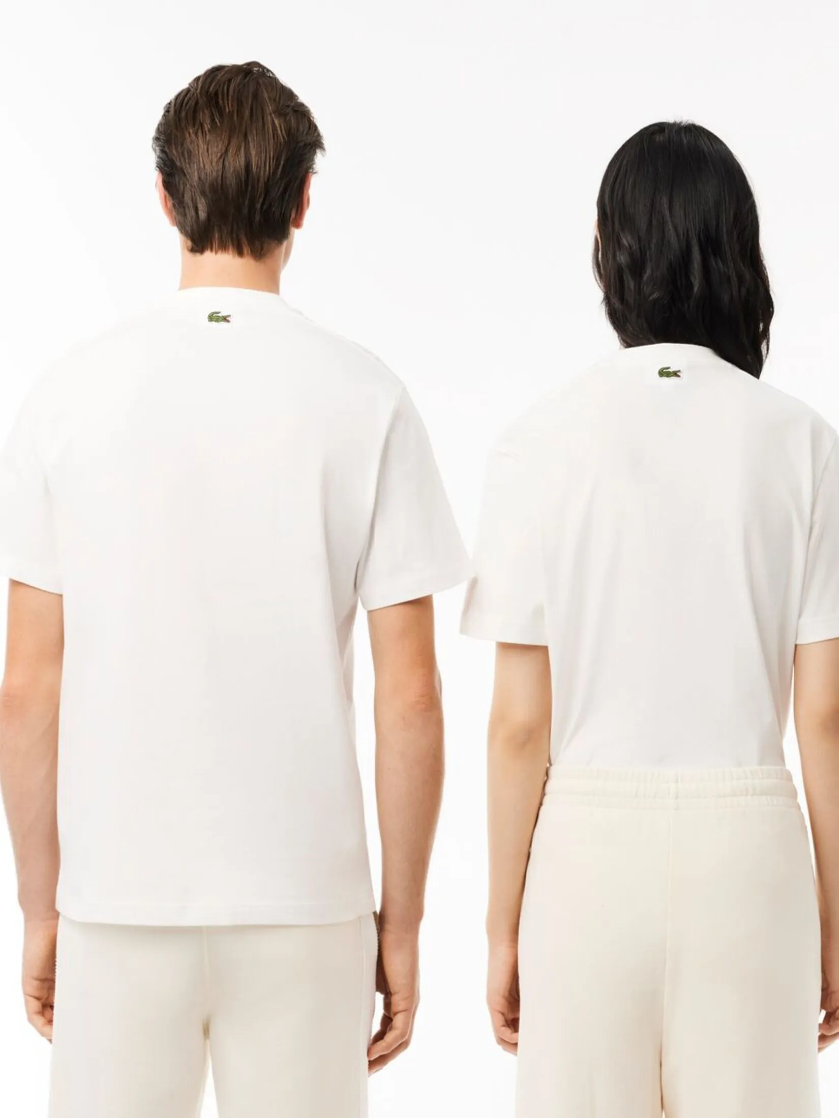 LACOSTE Signature Print Cotton T-shirt White LACOSTE Signature Print Cotton T-shirt White