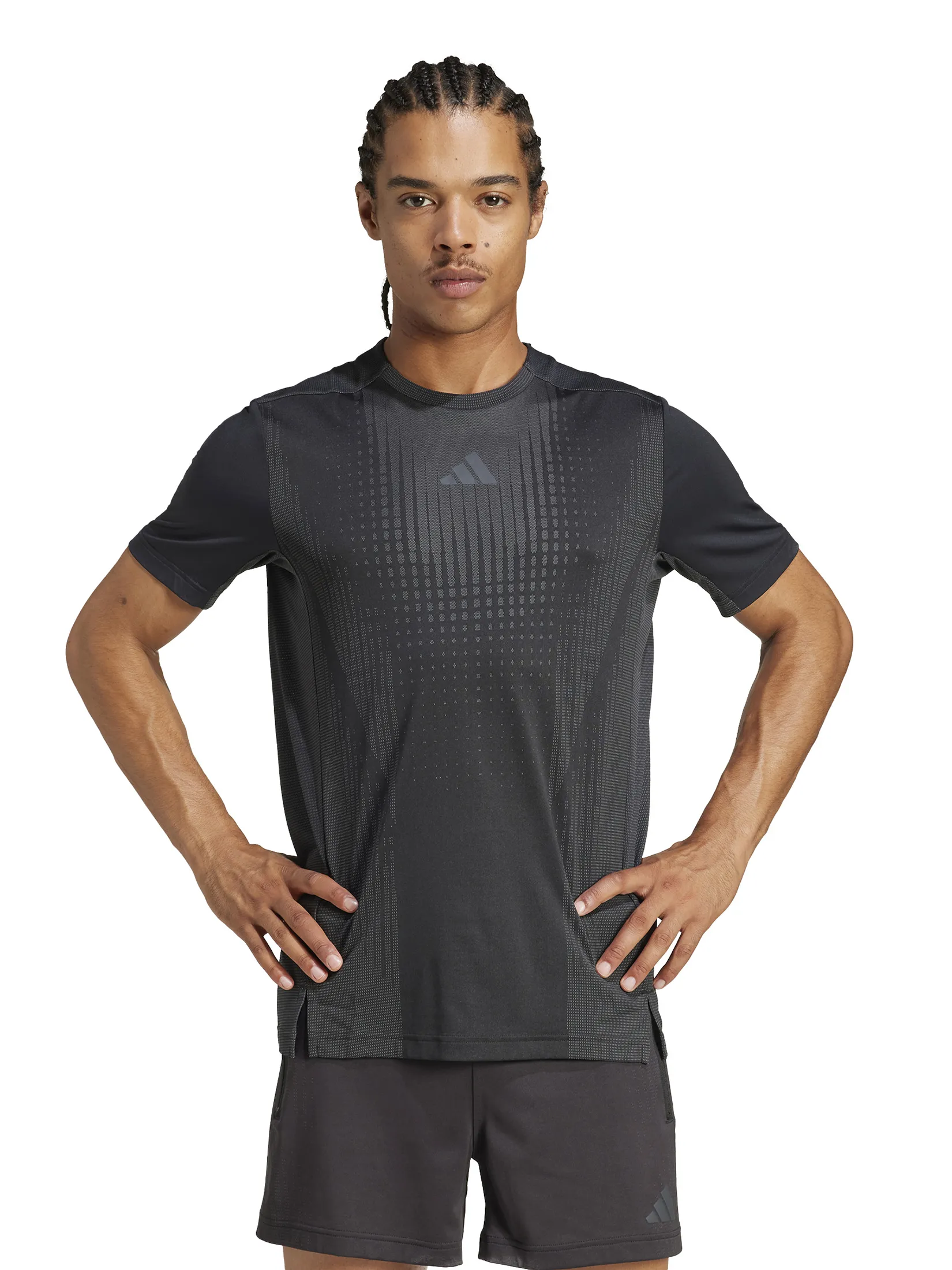 ADIDAS Men T-Shirt Airchill Black / Grey Six ADIDAS Men T-Shirt Airchill Black / Grey Six