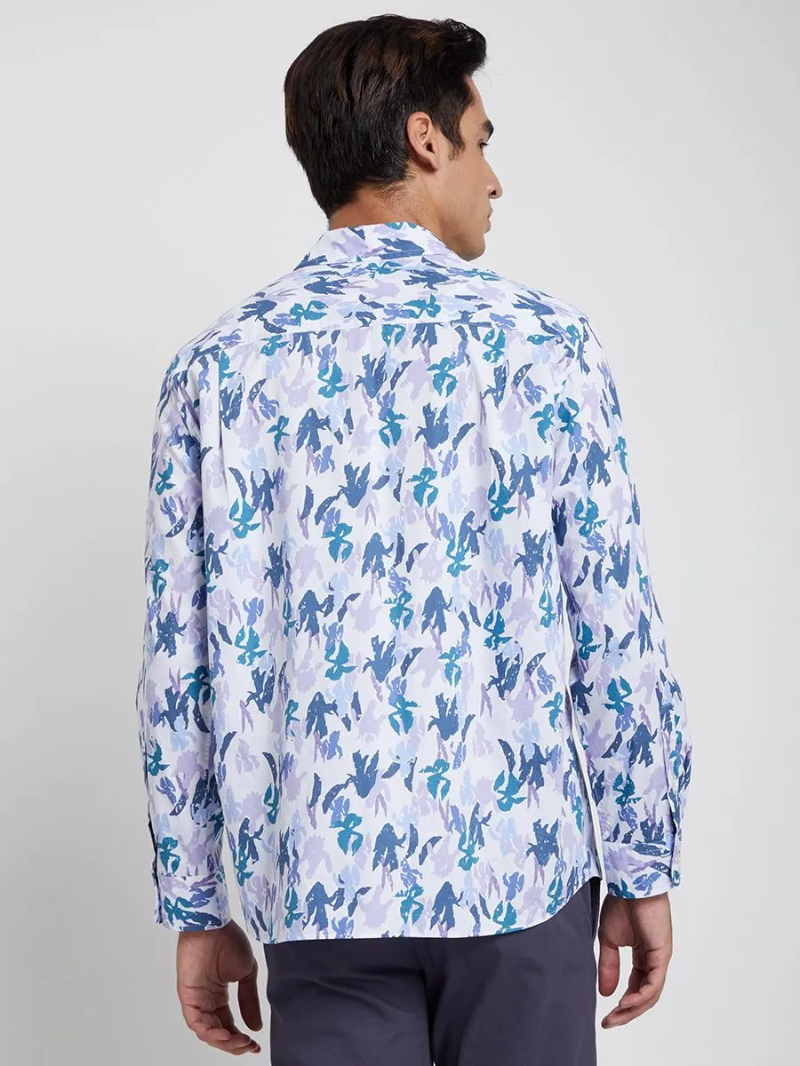 ALUMNUS Men Shirts Long Sleeves Printed Blue ALUMNUS Men Shirts Long Sleeves Printed Blue