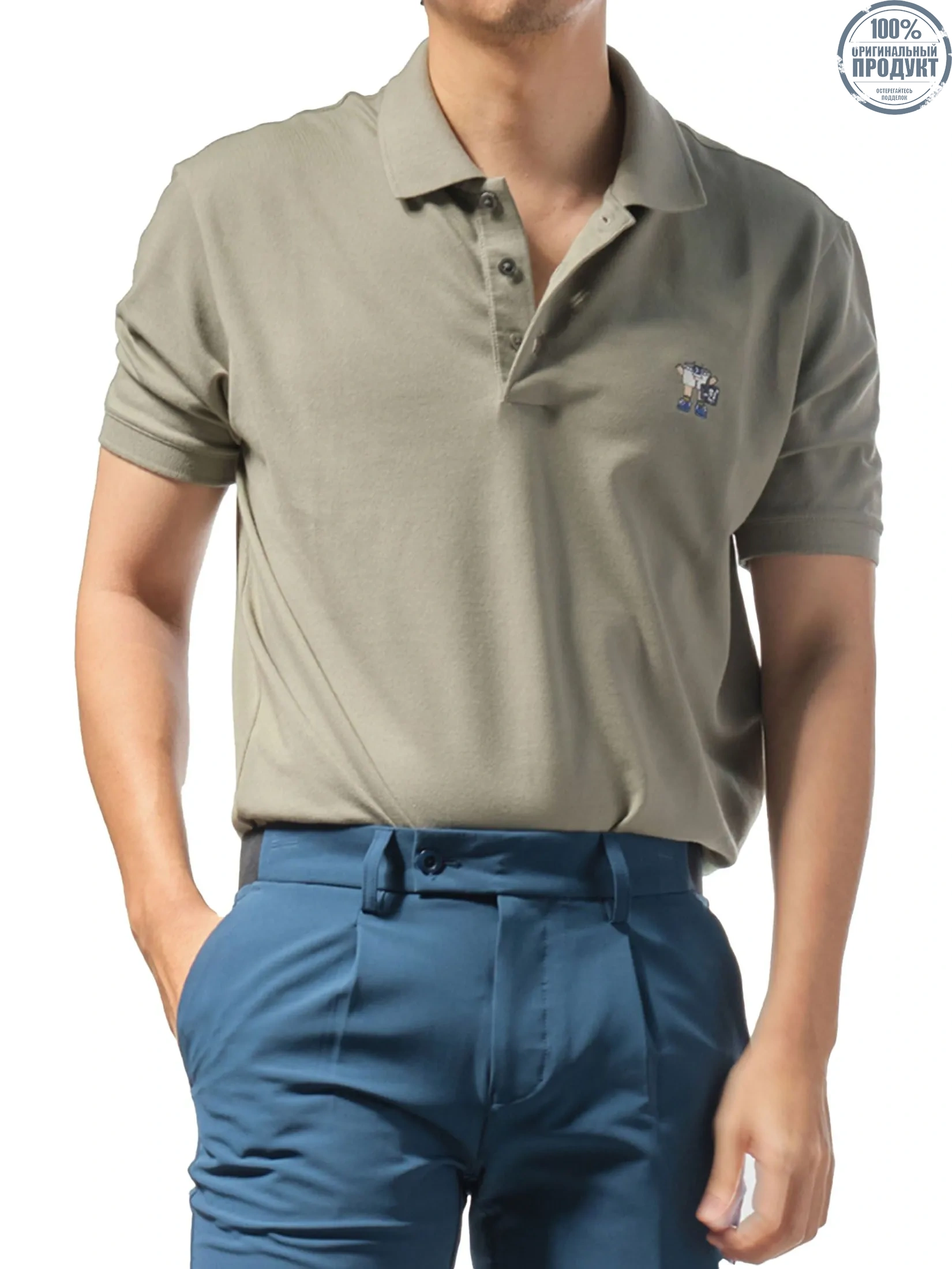 Era-won Men's Polo Slim Fit Art toy Collection Grey Era-won Men's Polo Slim Fit Art toy Collection Grey