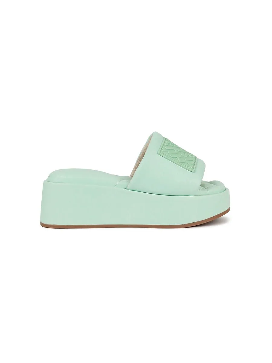 SHU WOMEN  NAMETAG PALETTE SOFT 2" SLIDE WEDGES - GREEN MINT SHU WOMEN  NAMETAG PALETTE SOFT 2" SLIDE WEDGES - GREEN MINT