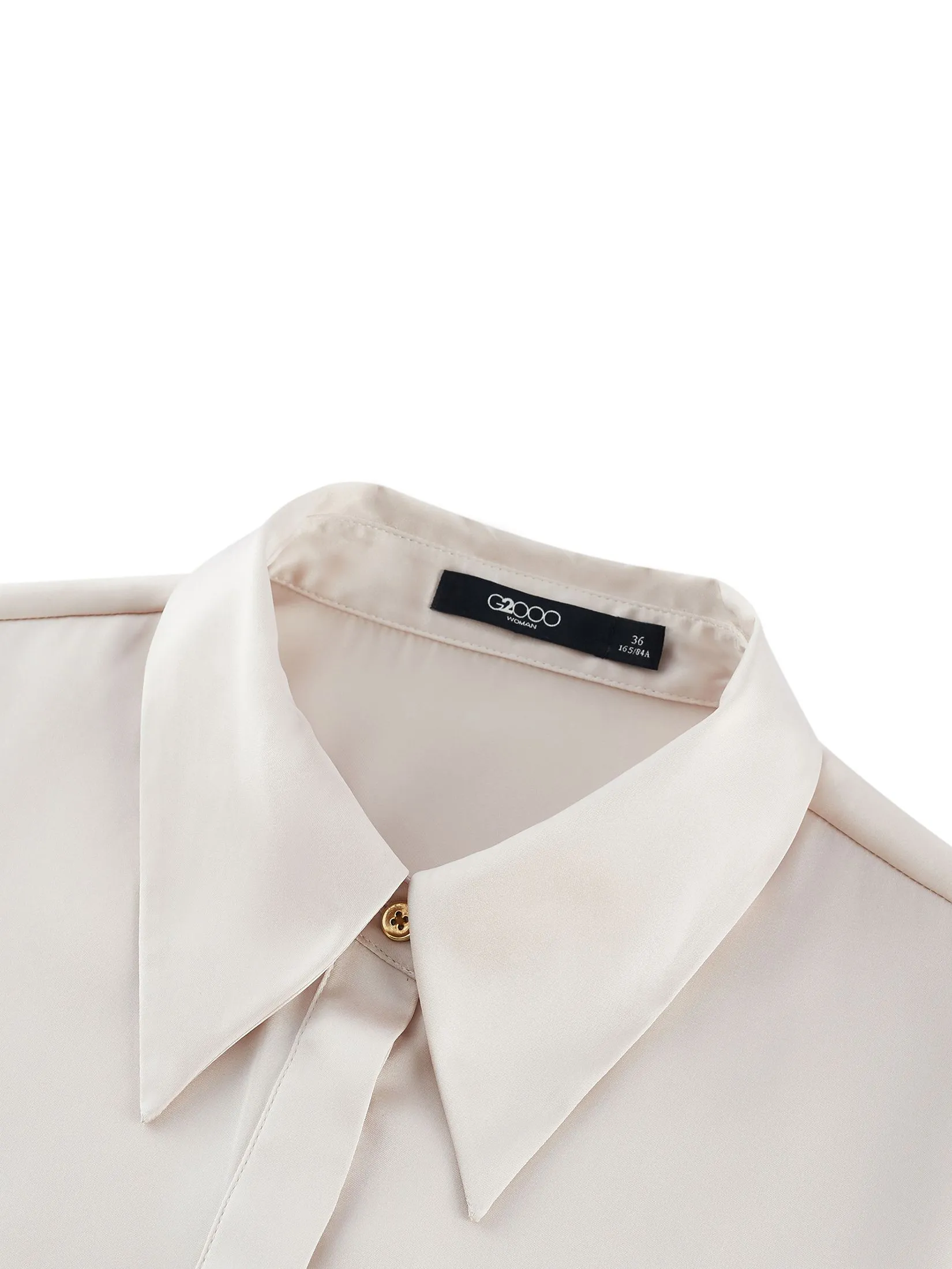 G2000 Women Clothing Satin Ruffled Stand Collar Blouse With Detachable Accessory Regular Fit - Beige G2000 Women Clothing Satin Ruffled Stand Collar Blouse With Detachable Accessory Regular Fit - Beige