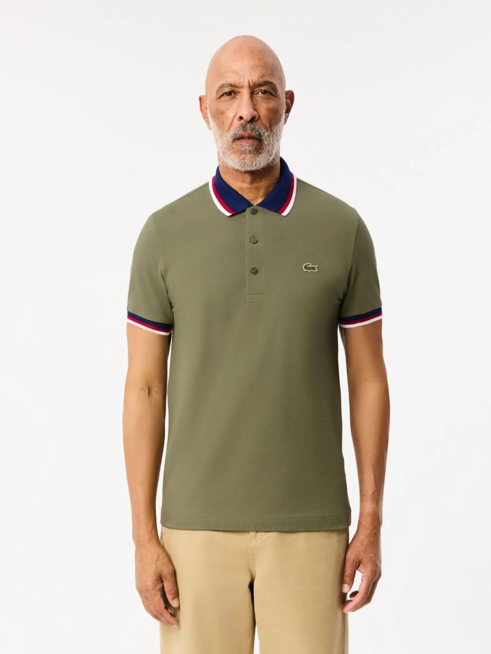 LACOSTE Regular Fit Stretch Mini Piqu  Polo Shirt Green LACOSTE Regular Fit Stretch Mini Piqu  Polo Shirt Green