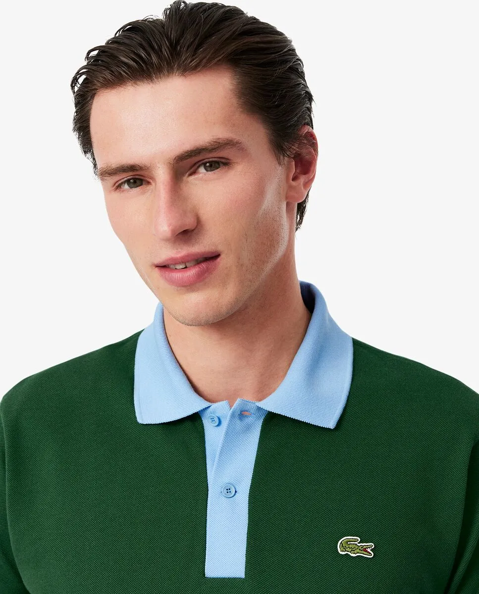 LACOSTE Classic Fit Contrast Collar L.12.12 Polo Shirt Green LACOSTE Classic Fit Contrast Collar L.12.12 Polo Shirt Green