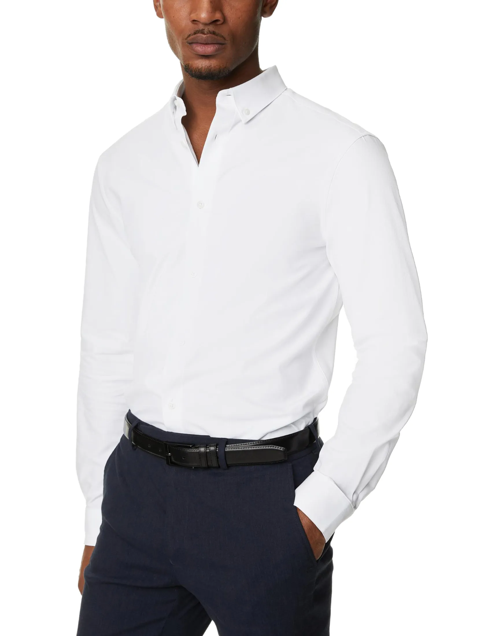 MARKS & SPENCER Men Shirt Slim Fit Cotton Stretch 360 Flex White MARKS & SPENCER Men Shirt Slim Fit Cotton Stretch 360 Flex White