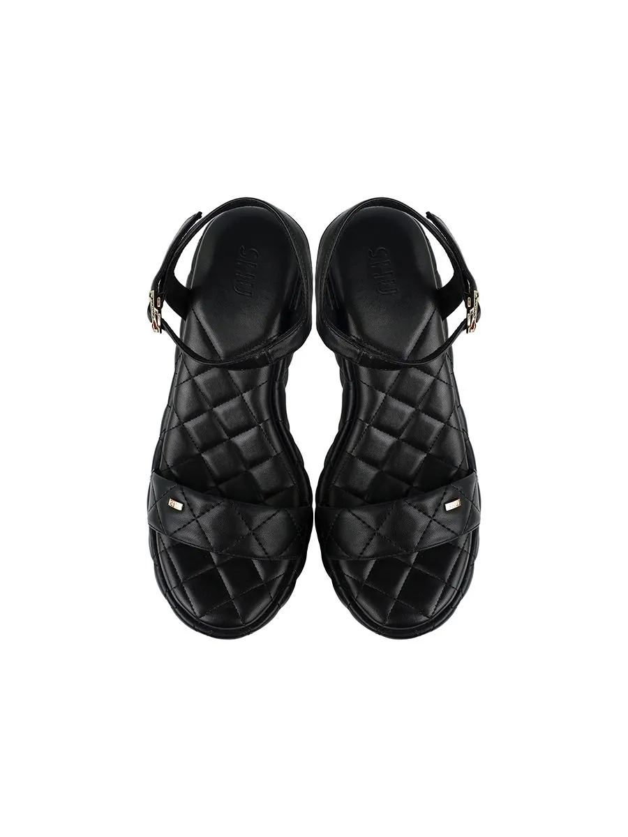 SHU WOMEN  PALETTE SOFT 3" QUILT STRAP WEDGES - BLACK SHU WOMEN  PALETTE SOFT 3" QUILT STRAP WEDGES - BLACK
