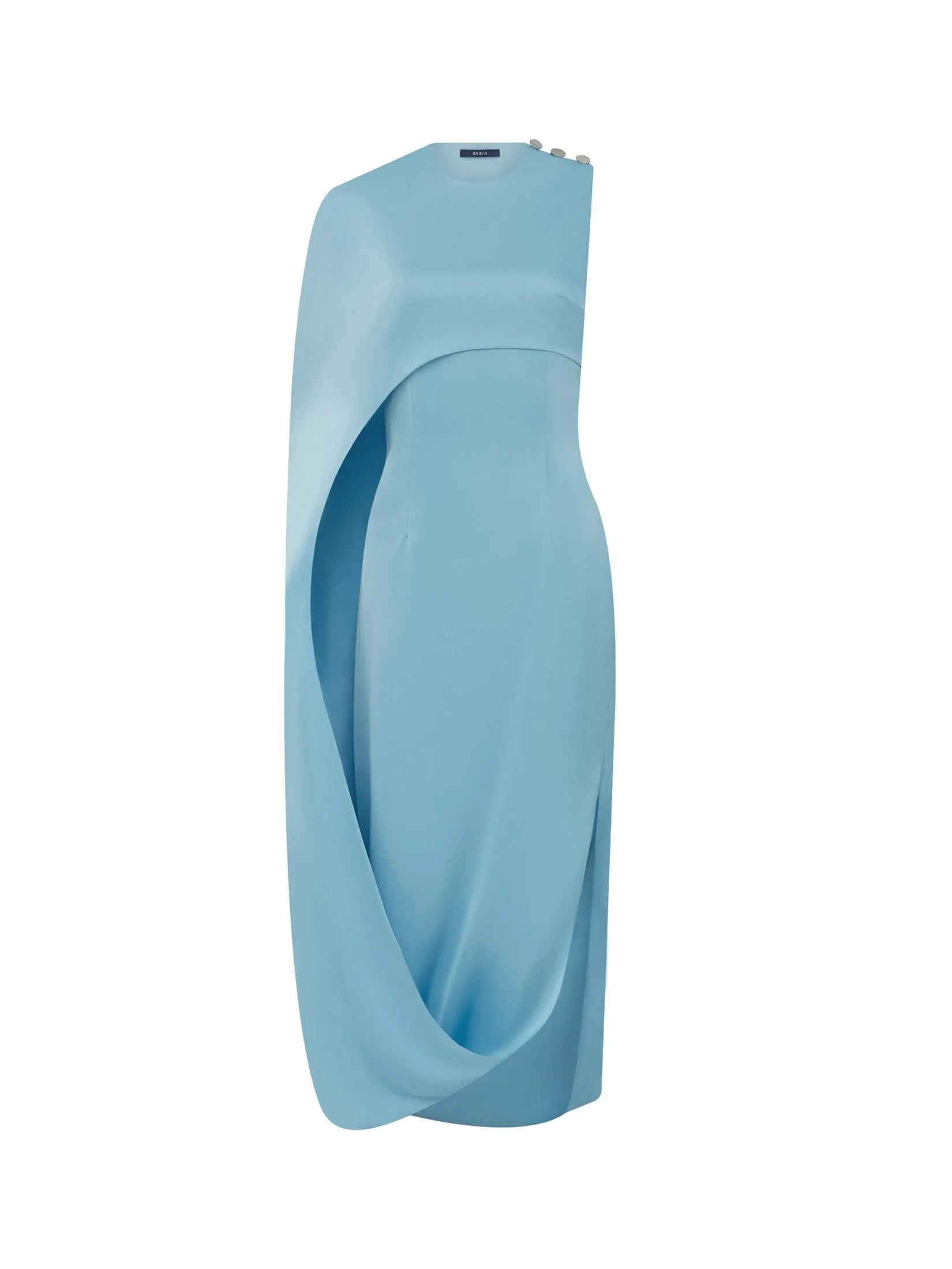 ASAVA ( AW24 ) Portia One-shoulder Cape Women Dress Blue ASAVA ( AW24 ) Portia One-shoulder Cape Women Dress Blue