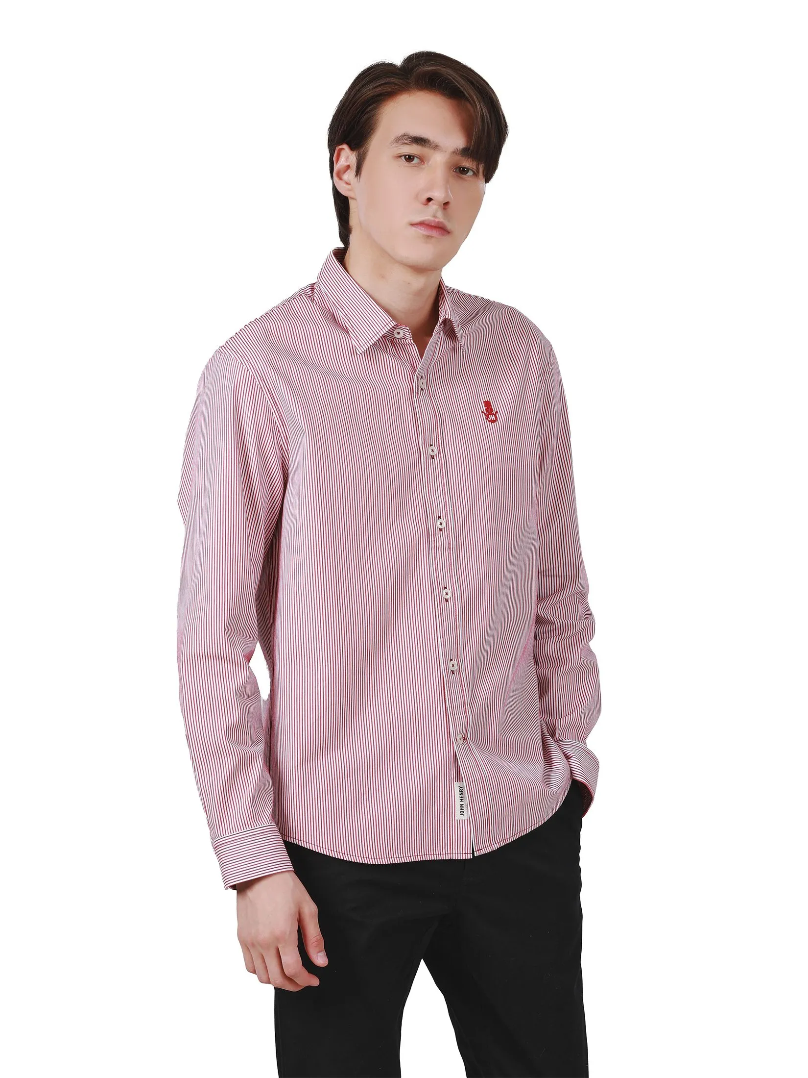 JOHN HENRY Men's Long Sleeves Shirts (Regular Fit) MERRY CHRISTMAS Red JOHN HENRY Men's Long Sleeves Shirts (Regular Fit) MERRY CHRISTMAS Red