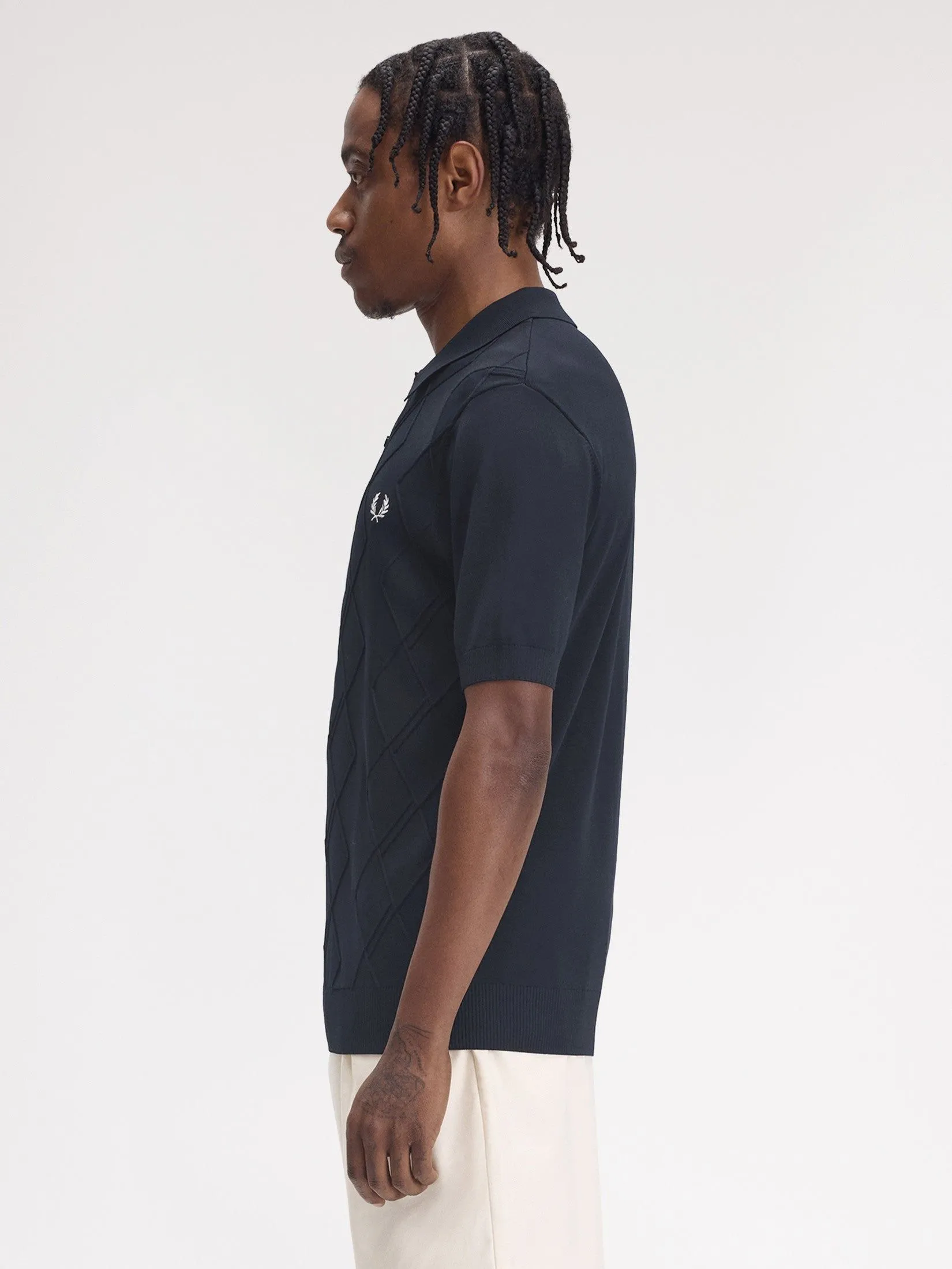 Fred Perry Men CABLE KNITTED SHIRT Navy Fred Perry Men CABLE KNITTED SHIRT Navy