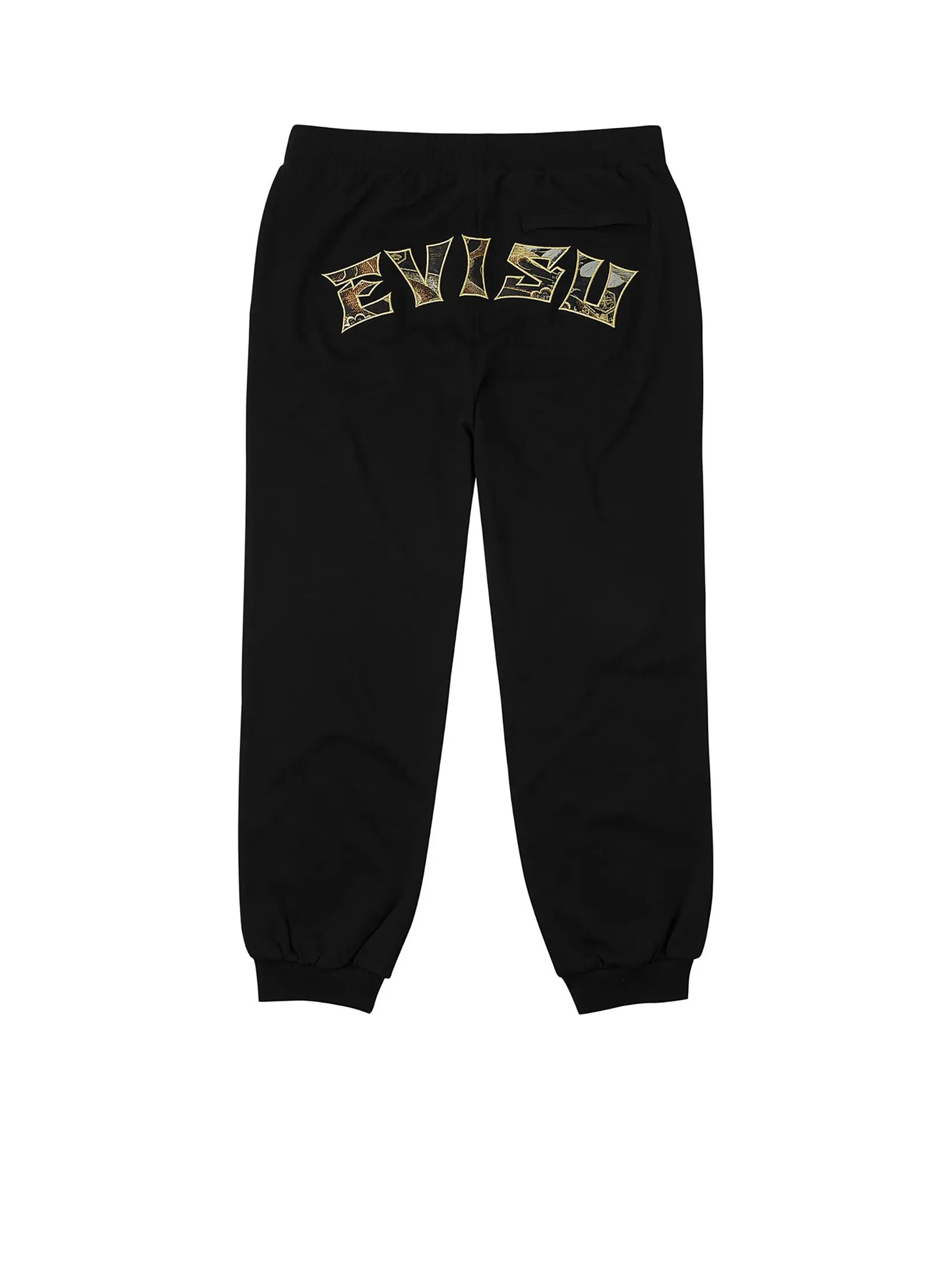EVISU Men Sweatpants Seagull Embroidery EVISU Brocade Appliqué Straight Fit Black EVISU Men Sweatpants Seagull Embroidery EVISU Brocade Appliqué Straight Fit Black