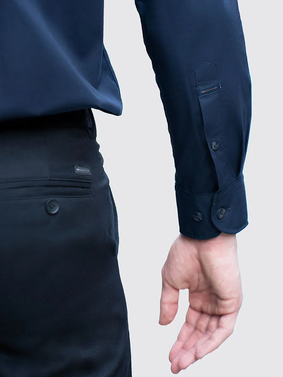 ARROW SPANDEX LONG SLEEVE SHIRT Smart Fit Navy Color ARROW SPANDEX LONG SLEEVE SHIRT Smart Fit Navy Color