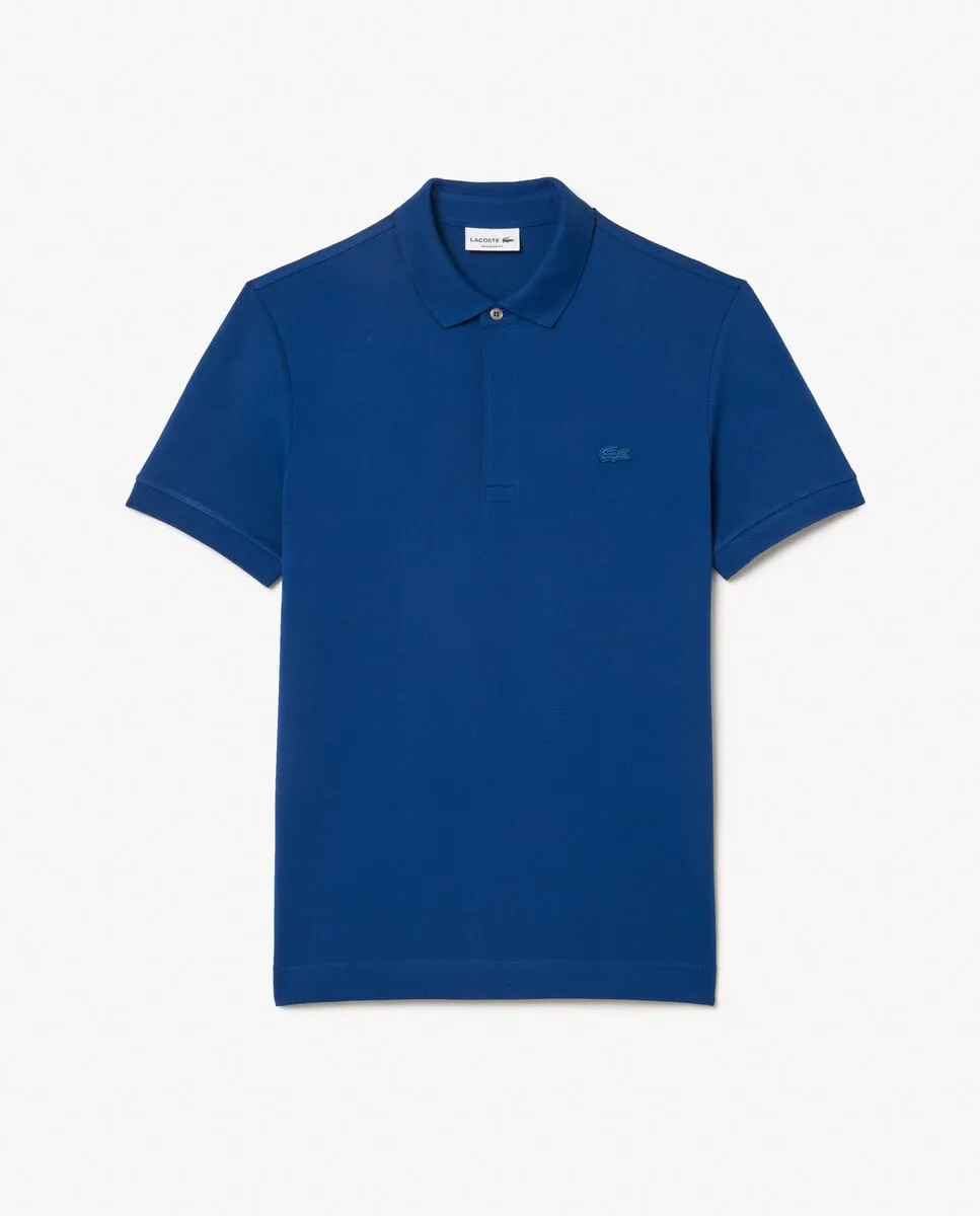 LACOSTE Regular Fit Paris Stretch Piqu  Polo Shirt Blue LACOSTE Regular Fit Paris Stretch Piqu  Polo Shirt Blue