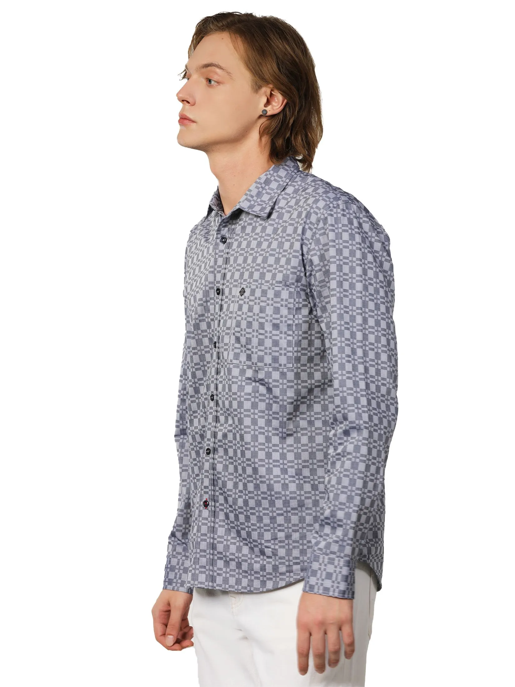 JOHN HENRY Men's Long Sleeves Shirts (Slim Fit) ICONIC AF Grey JOHN HENRY Men's Long Sleeves Shirts (Slim Fit) ICONIC AF Grey