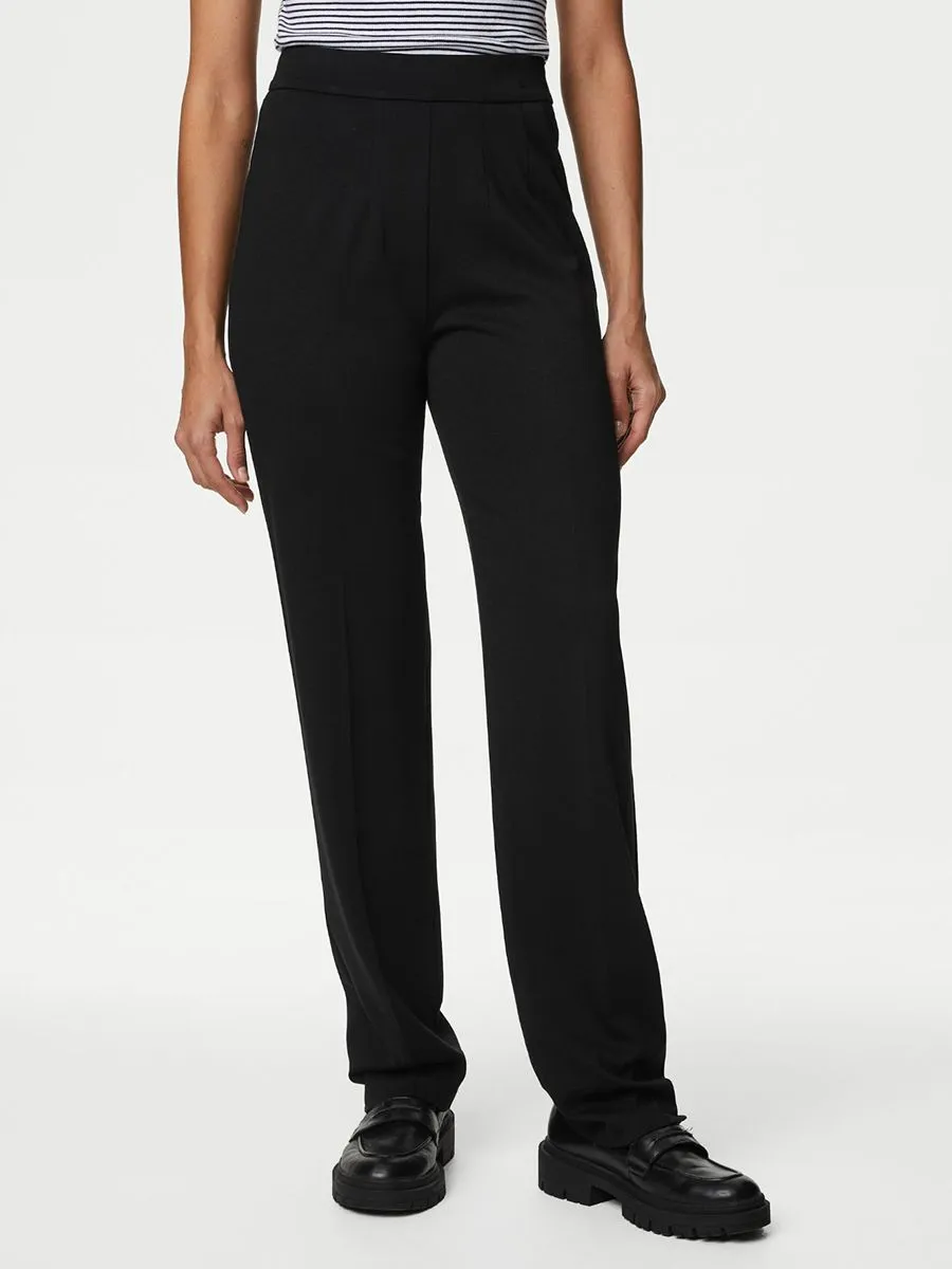 MARKS & SPENCER Women Straight Trousers Elastic Waist MARKS & SPENCER Women Straight Trousers Elastic Waist