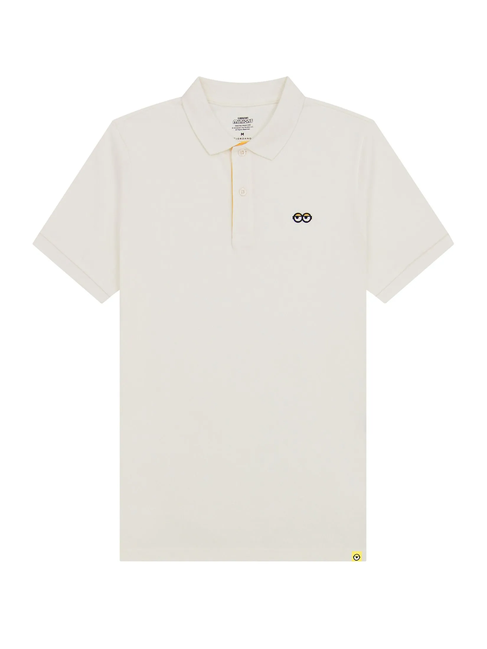 GIORDANO Men's Slim Lycra Pique Polo (Minions) Snow White GIORDANO Men's Slim Lycra Pique Polo (Minions) Snow White