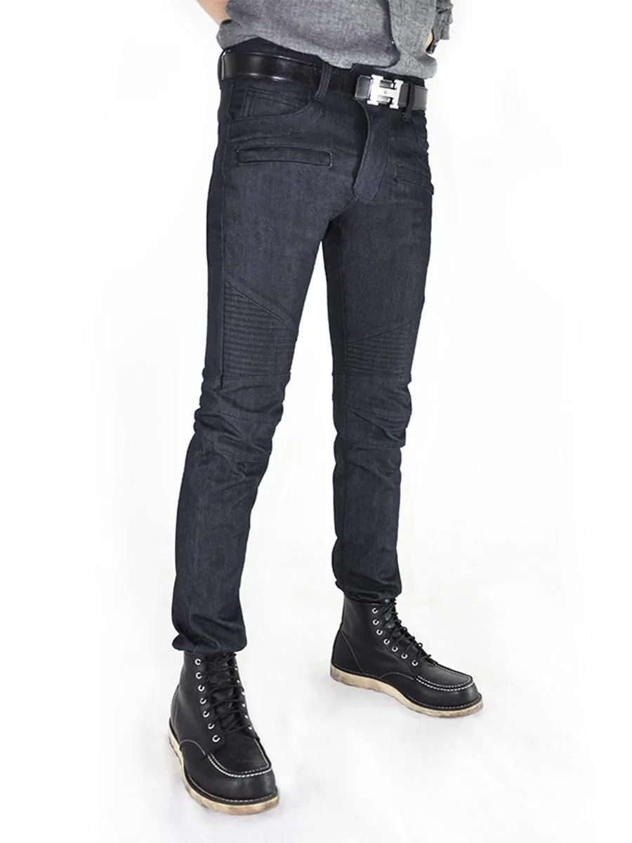 Simple&Raw Deep Raw Biker Skinny Fit Jeans Sk811-1 Dark Blue Simple&Raw Deep Raw Biker Skinny Fit Jeans Sk811-1 Dark Blue