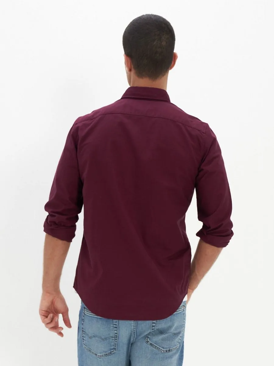 American Eagle MEN 2232 INT SF BTD STRETCH PIECE DYE OXFORD  BURGUNDY American Eagle MEN 2232 INT SF BTD STRETCH PIECE DYE OXFORD  BURGUNDY