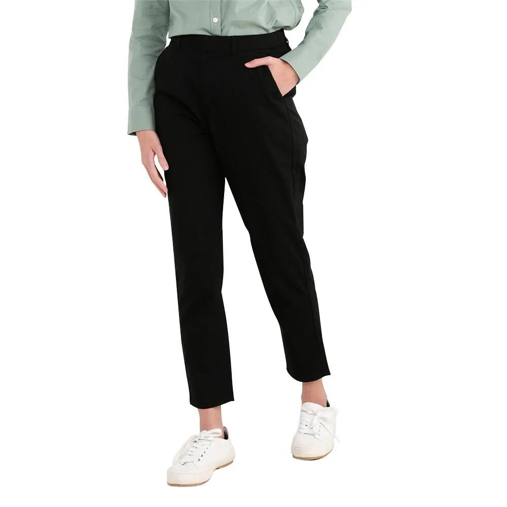 GIORDANO Black Women's High-waist Regular Tapered Fit Elastic Waist Khakis Pants 05413004 GIORDANO Black Women's High-waist Regular Tapered Fit Elastic Waist Khakis Pants 05413004