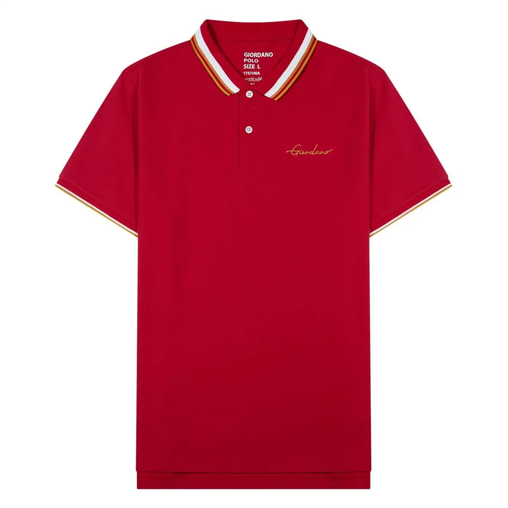 GIORDANO Red Men's Solid Polo GIORDANO Red Men's Solid Polo
