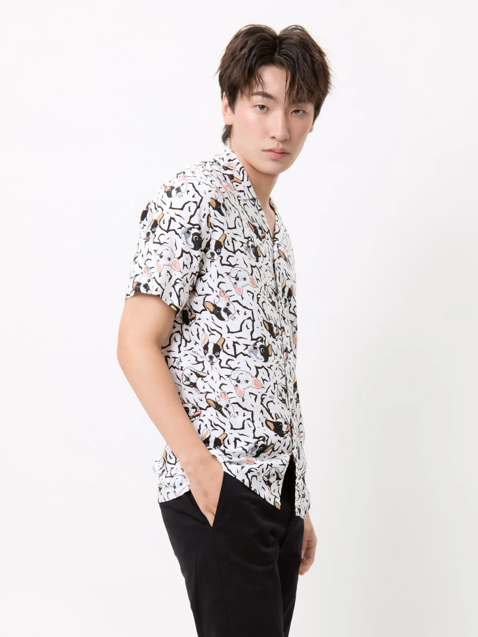 ESP Frenchie Hawii Shirt Man White ESP Frenchie Hawii Shirt Man White