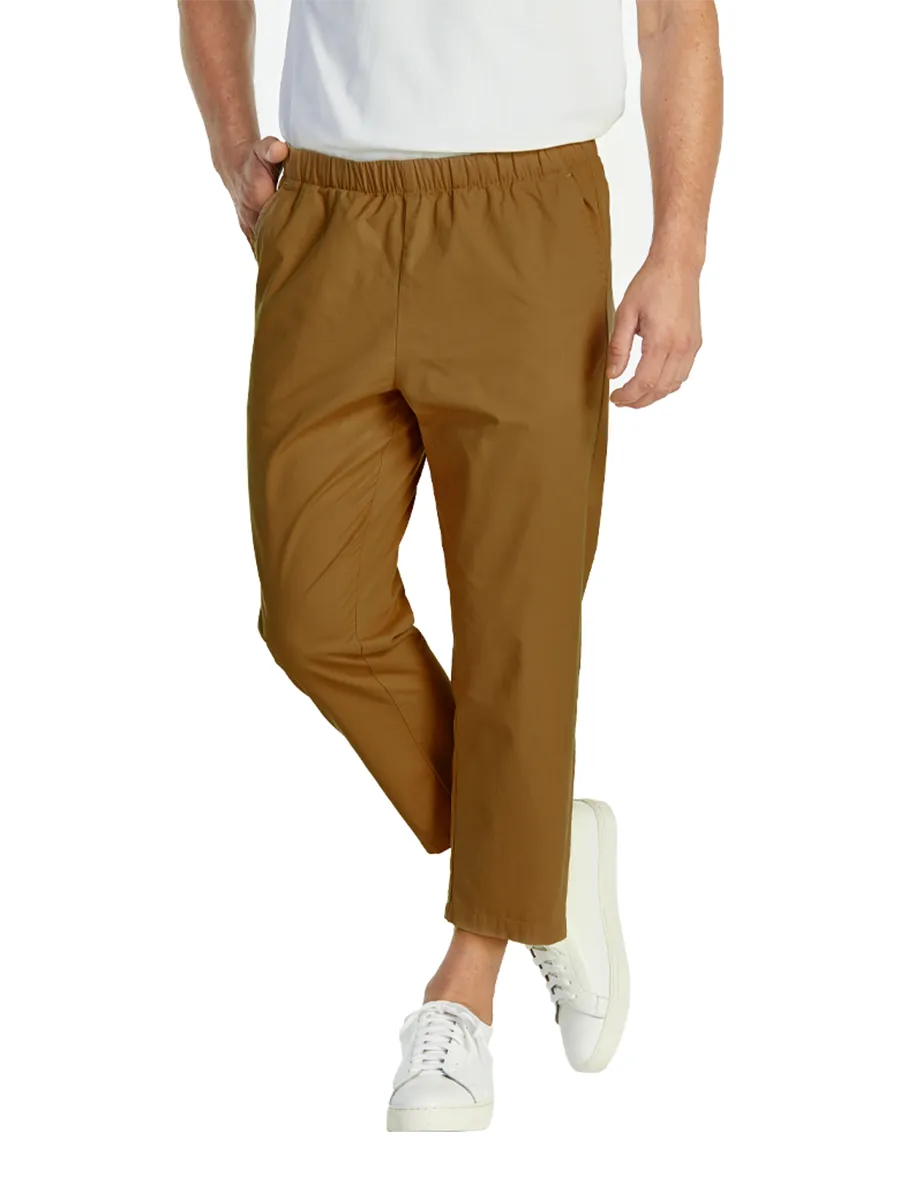 ELLE HOMME MEN ELASTIC WAIST PANTS W8Q001BR - BROWN ELLE HOMME MEN ELASTIC WAIST PANTS W8Q001BR - BROWN