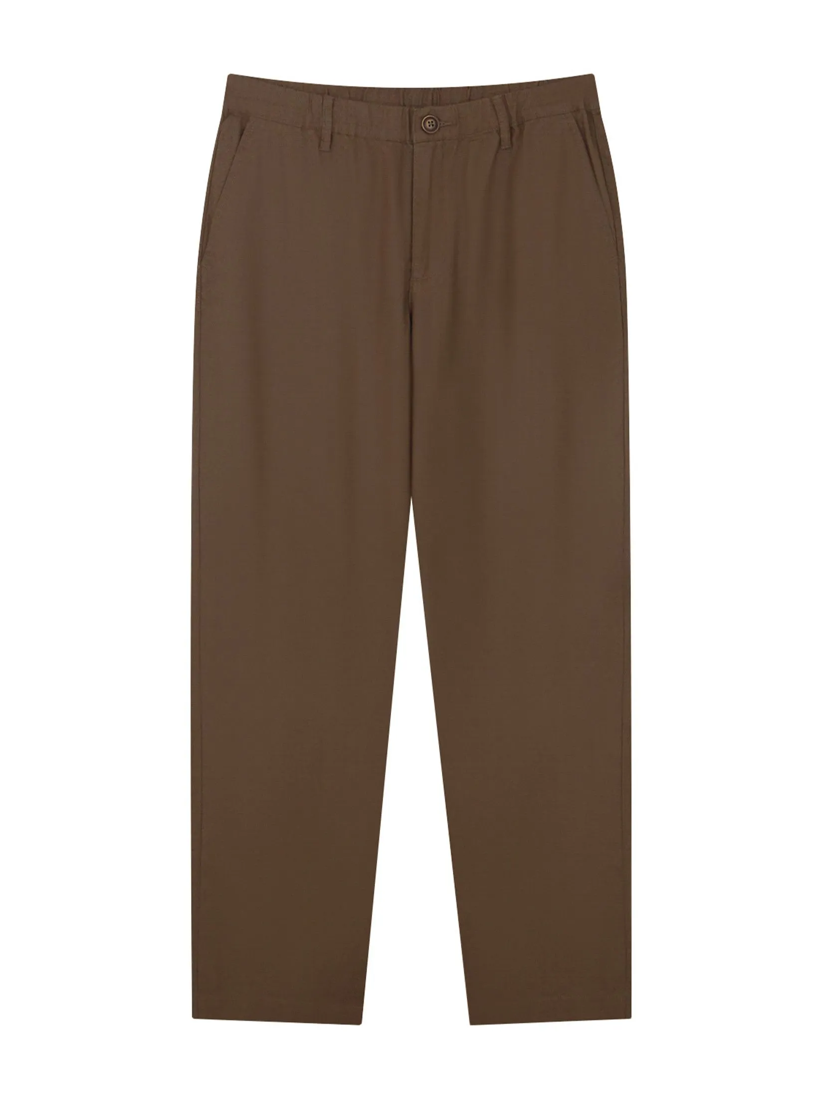 GIORDANO Men's Slim Taper Linen Khaki Pants  Dark Brown GIORDANO Men's Slim Taper Linen Khaki Pants  Dark Brown
