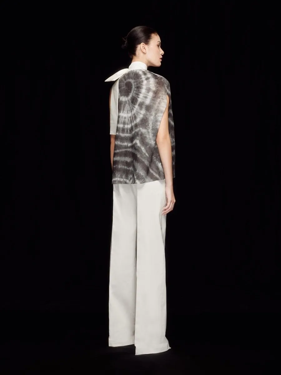 ASAVA (SS24) Tie-dye One-shoulder Bow Women Blouse Black ASAVA (SS24) Tie-dye One-shoulder Bow Women Blouse Black