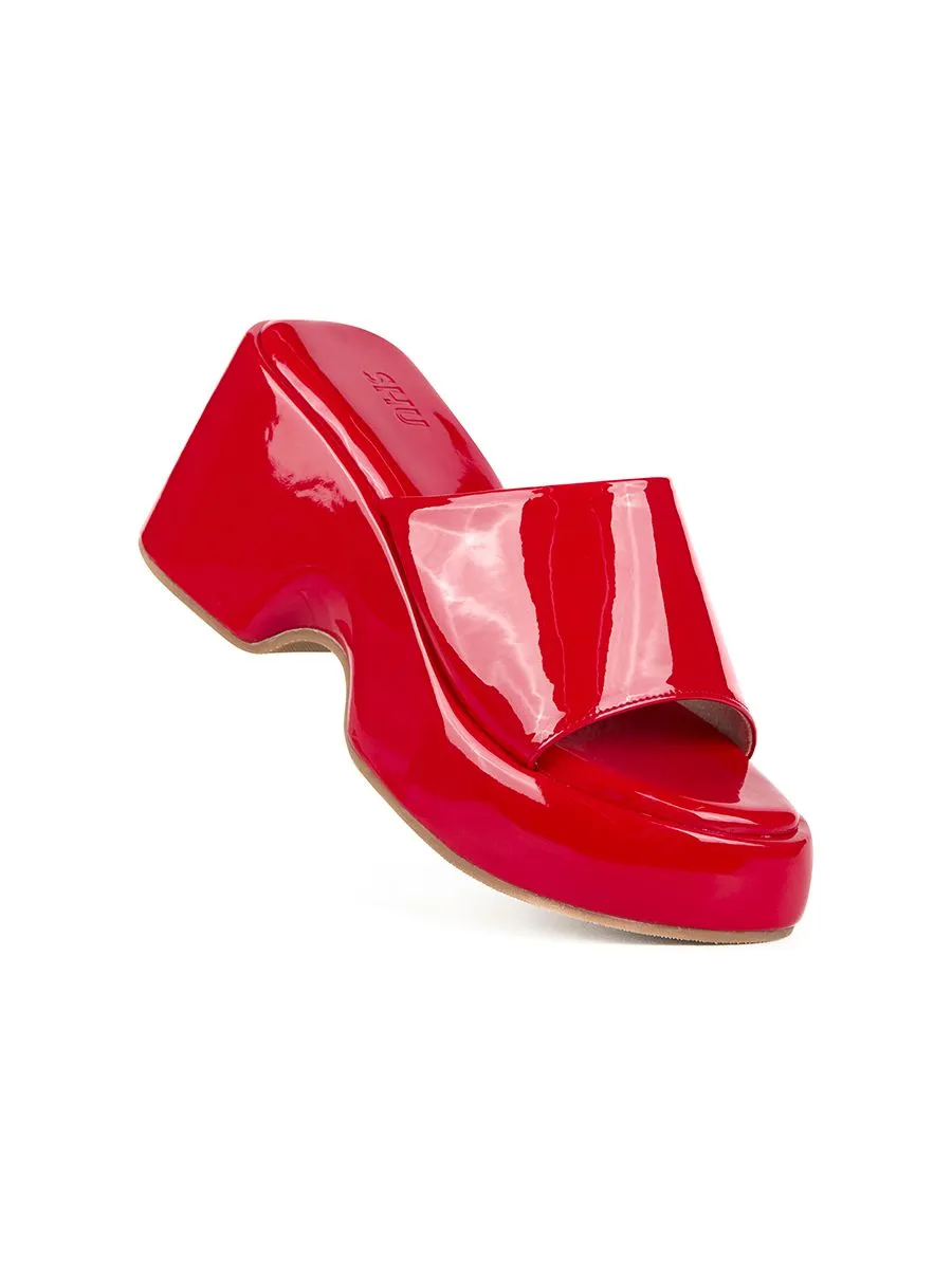 SHU WOMEN  BEDDY 3" EASY SLIDE - GLOSSY CHINESE RED SHU WOMEN  BEDDY 3" EASY SLIDE - GLOSSY CHINESE RED