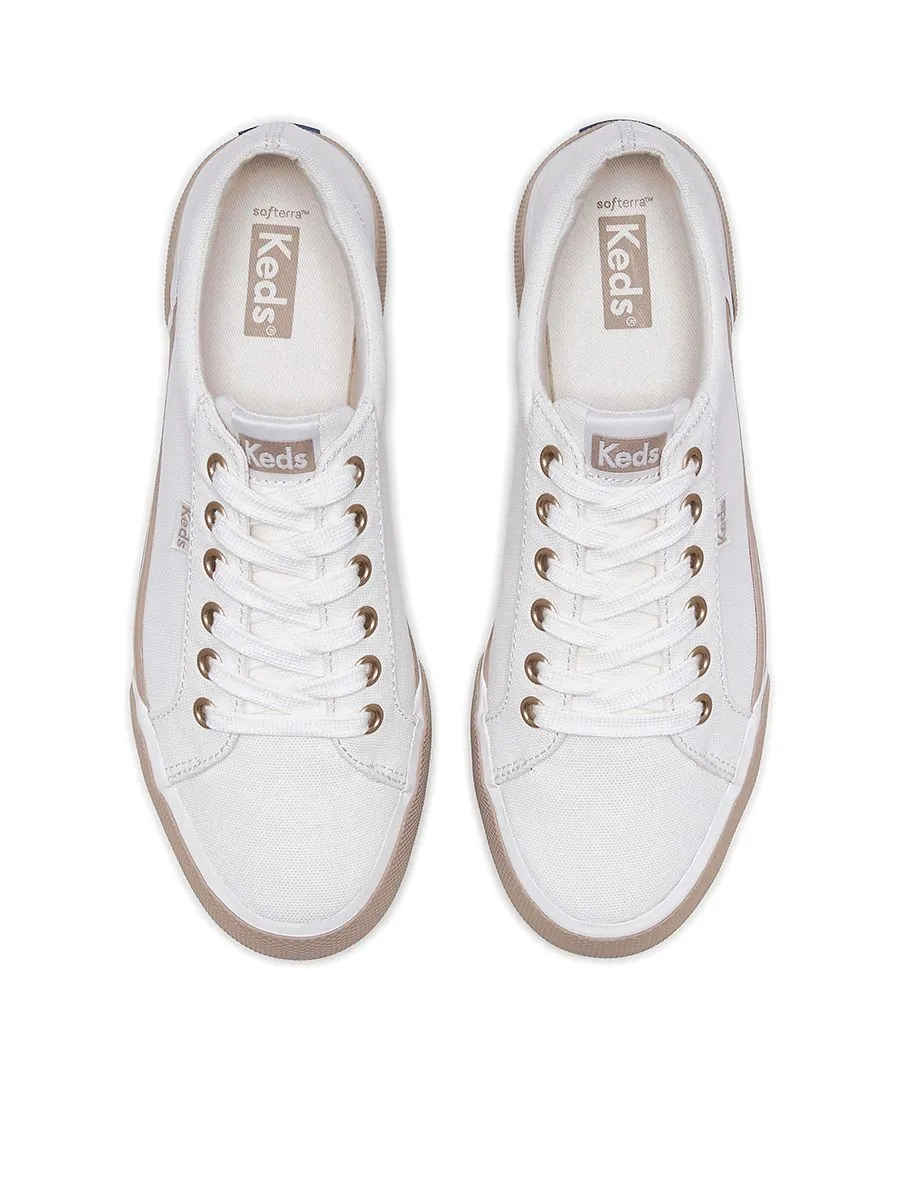 KEDS Women Jump Kick Canvas Bumper Foxing White/Taupe KEDS Women Jump Kick Canvas Bumper Foxing White/Taupe