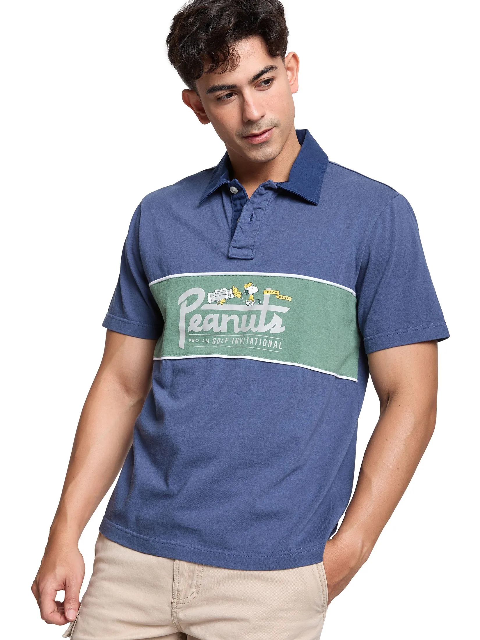 DEFRY 01 Men Polo Short Sleeves Snoopy 2505EPLM056 Navy DEFRY 01 Men Polo Short Sleeves Snoopy 2505EPLM056 Navy