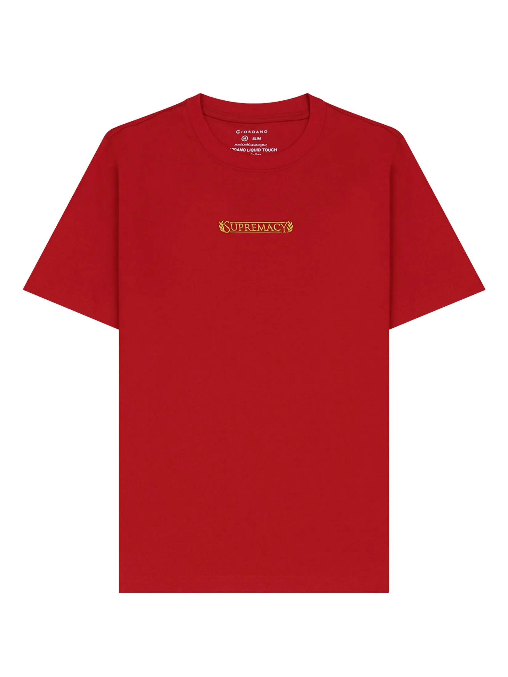 GIORDANO Men Liquid Touch Crew Neck Supremacy T-shirt (Smart Collar) Haute Red GIORDANO Men Liquid Touch Crew Neck Supremacy T-shirt (Smart Collar) Haute Red