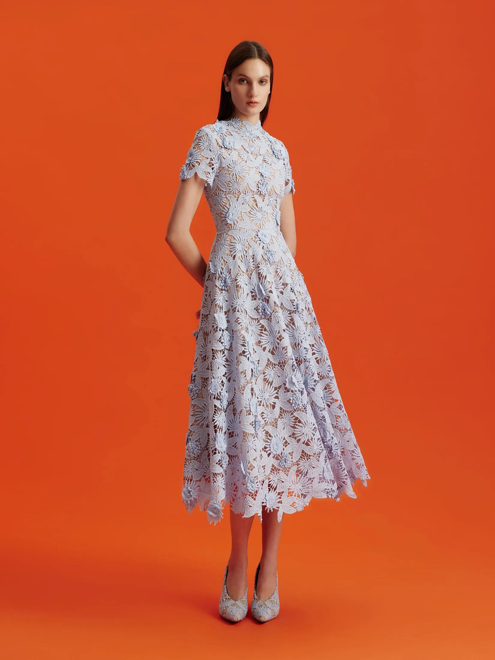 ASAVA ( AW24 ) Octavia Floral-lace Fit-and-flare Women Dress White Blue ASAVA ( AW24 ) Octavia Floral-lace Fit-and-flare Women Dress White Blue