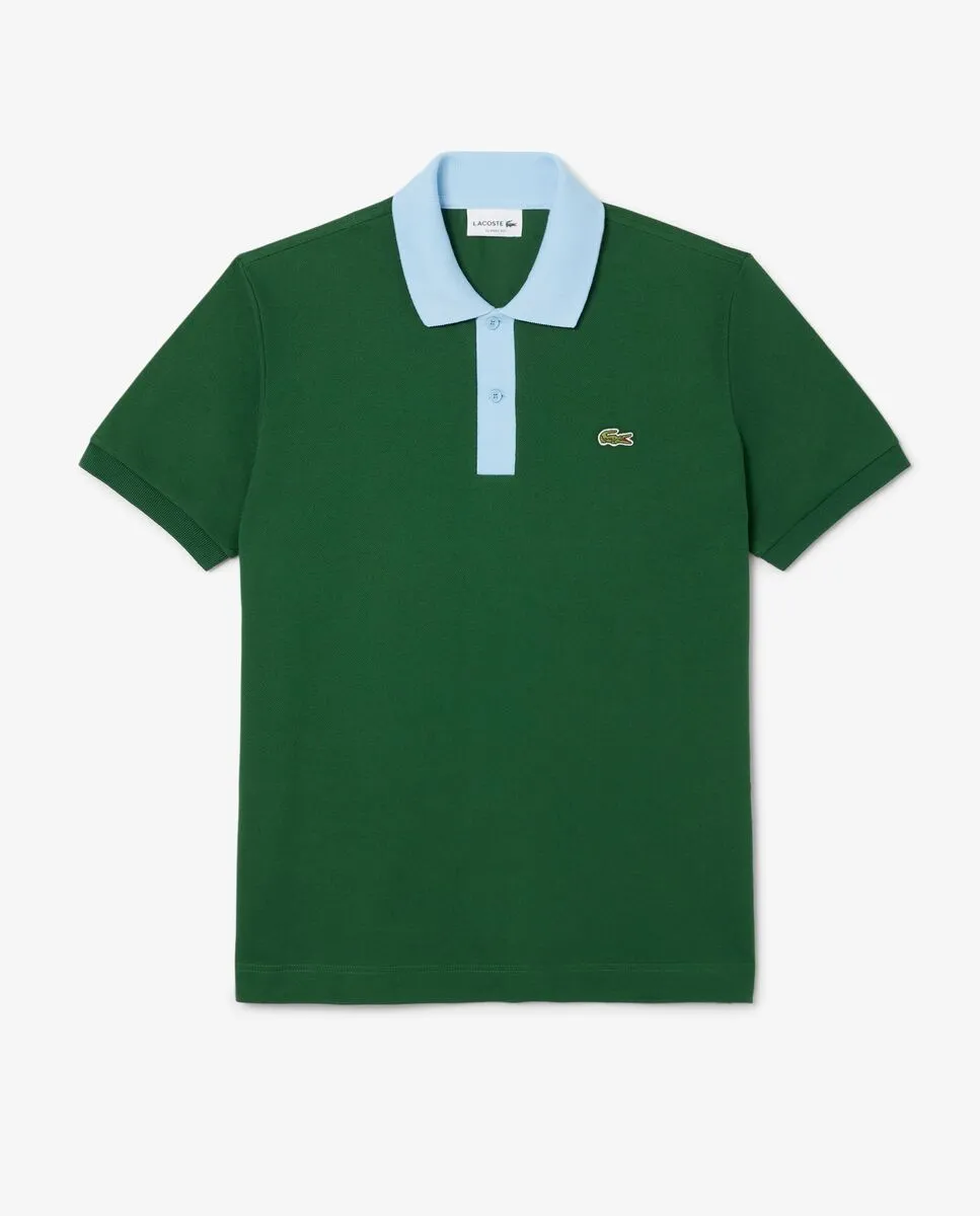 LACOSTE Classic Fit Contrast Collar L.12.12 Polo Shirt Green LACOSTE Classic Fit Contrast Collar L.12.12 Polo Shirt Green