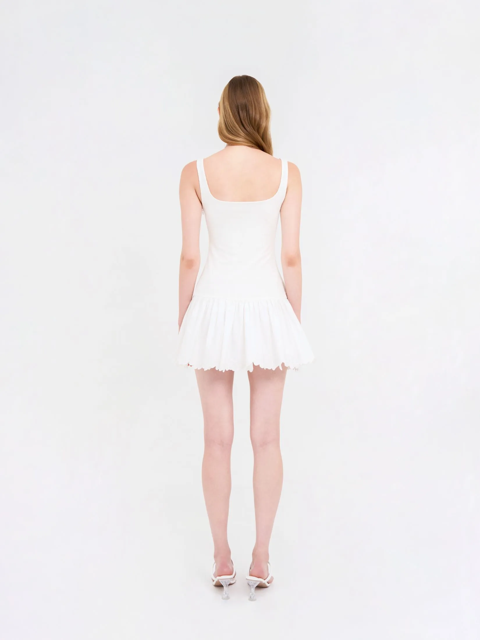 KLOSET (SS25) Women Kloset Flared-Hem Dress White KLOSET (SS25) Women Kloset Flared-Hem Dress White