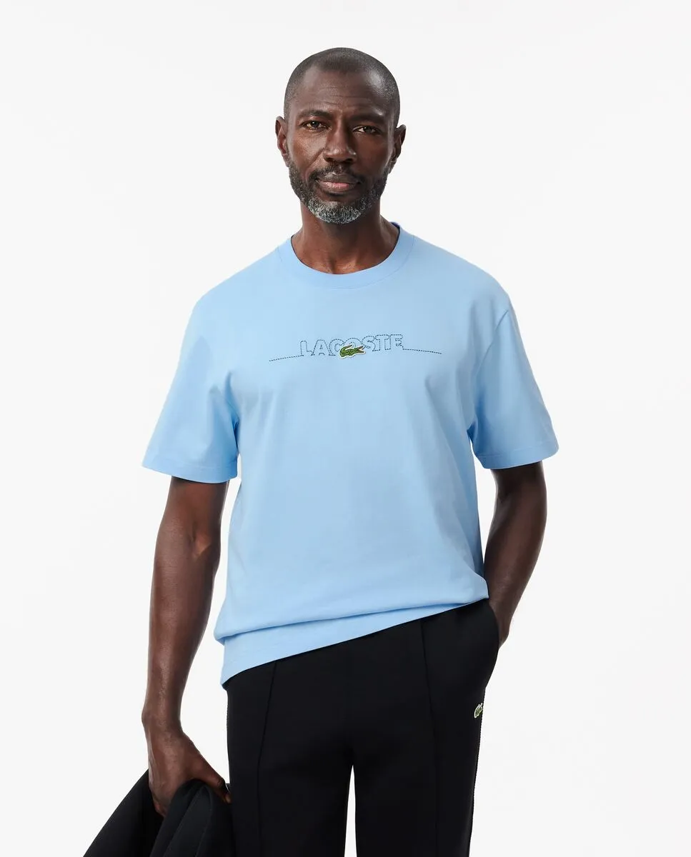LACOSTE French Made Embroidered T-shirt Blue LACOSTE French Made Embroidered T-shirt Blue