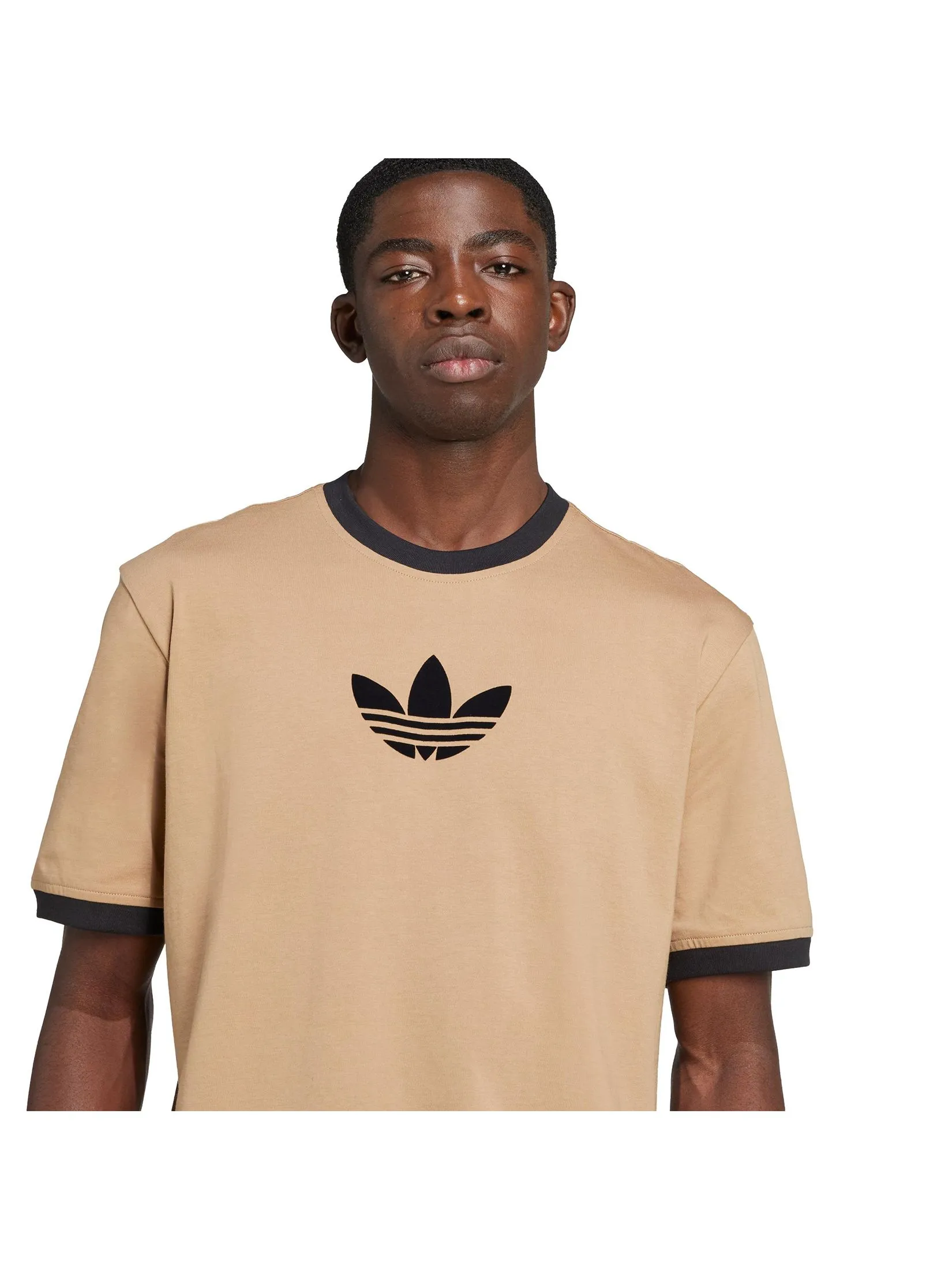 ADIDAS Men T-Shirt Adidas Adicolor Loose 2000S Cali JX1516 Beige / Cardboard / Black ADIDAS Men T-Shirt Adidas Adicolor Loose 2000S Cali JX1516 Beige / Cardboard / Black