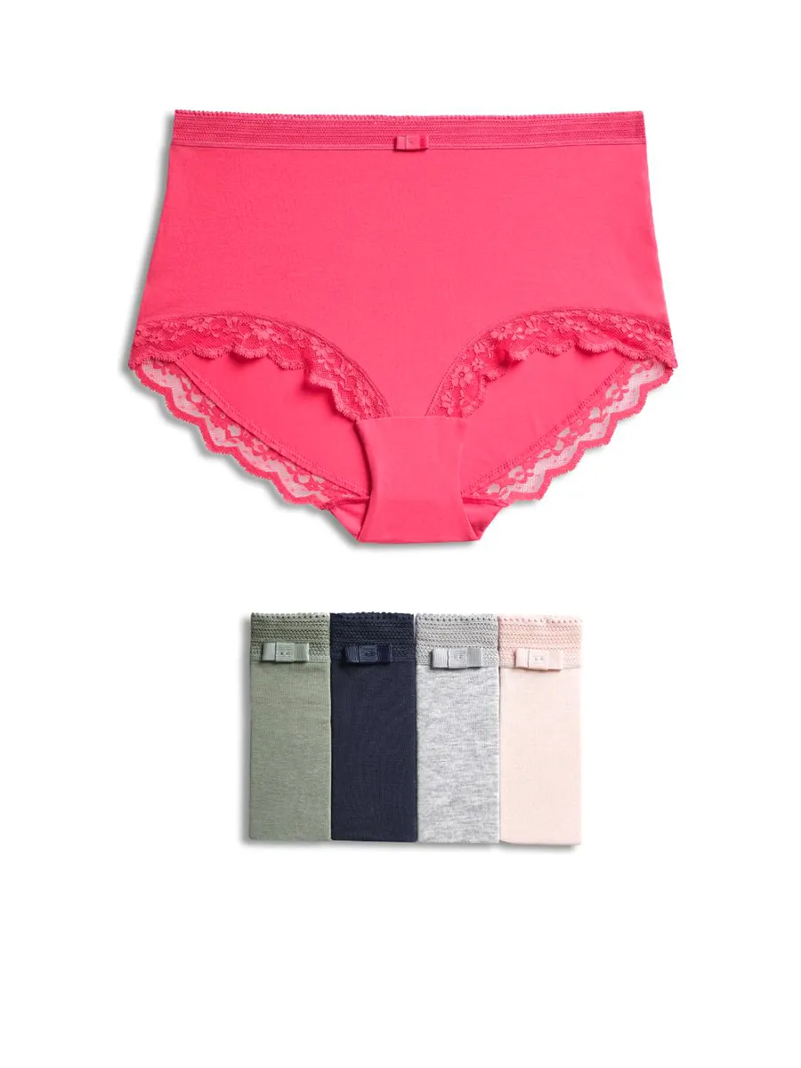 MARKS & SPENCER Women Full Briefs Cotton Lycra & Lace 5pk Multi-Color MARKS & SPENCER Women Full Briefs Cotton Lycra & Lace 5pk Multi-Color