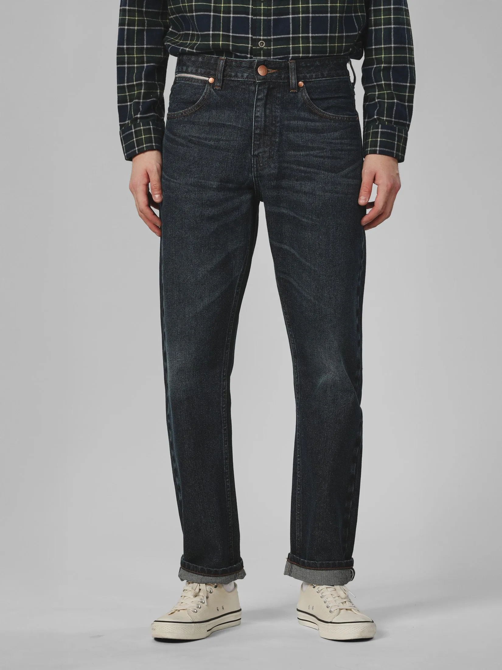 WRANGLER Men's Jeans (Red Selvedge) Casey Jones Collection Mid MWZ Fit Dark Indigo WRANGLER Men's Jeans (Red Selvedge) Casey Jones Collection Mid MWZ Fit Dark Indigo