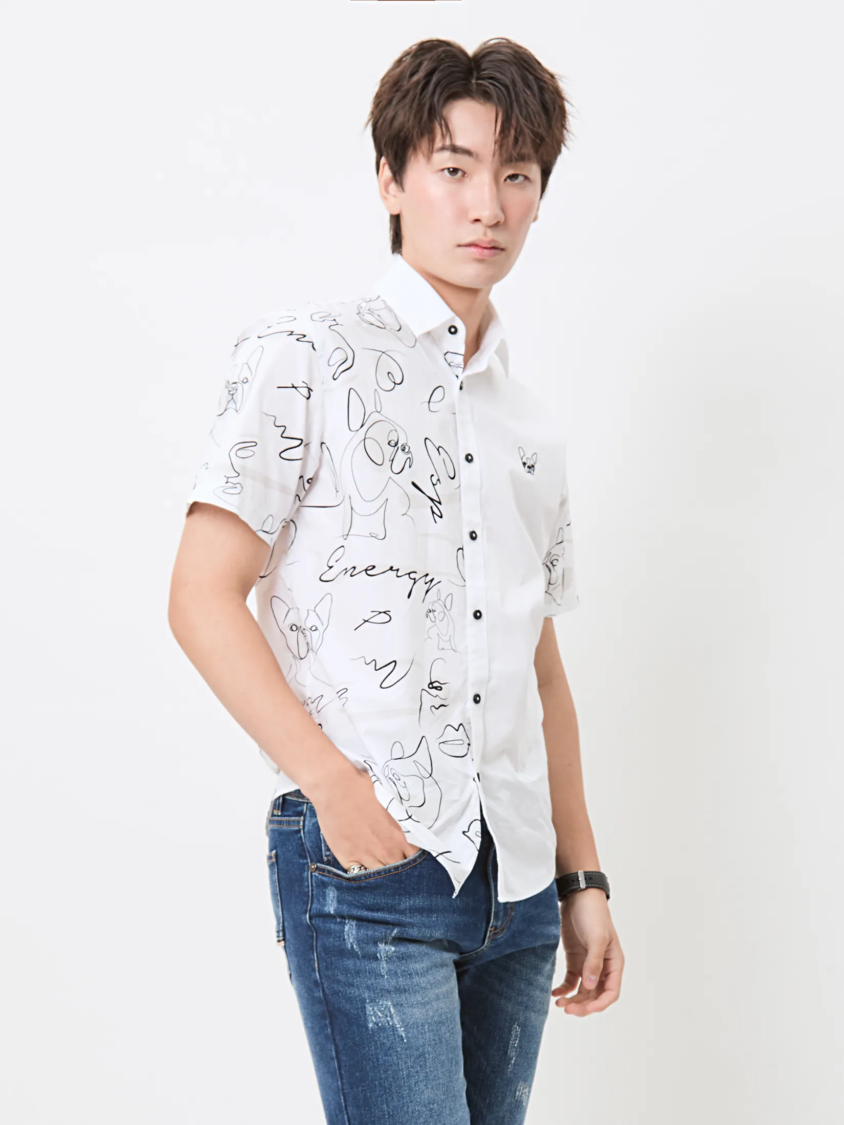 ESP Frenchie Short Sleeve Shirt Man White ESP Frenchie Short Sleeve Shirt Man White