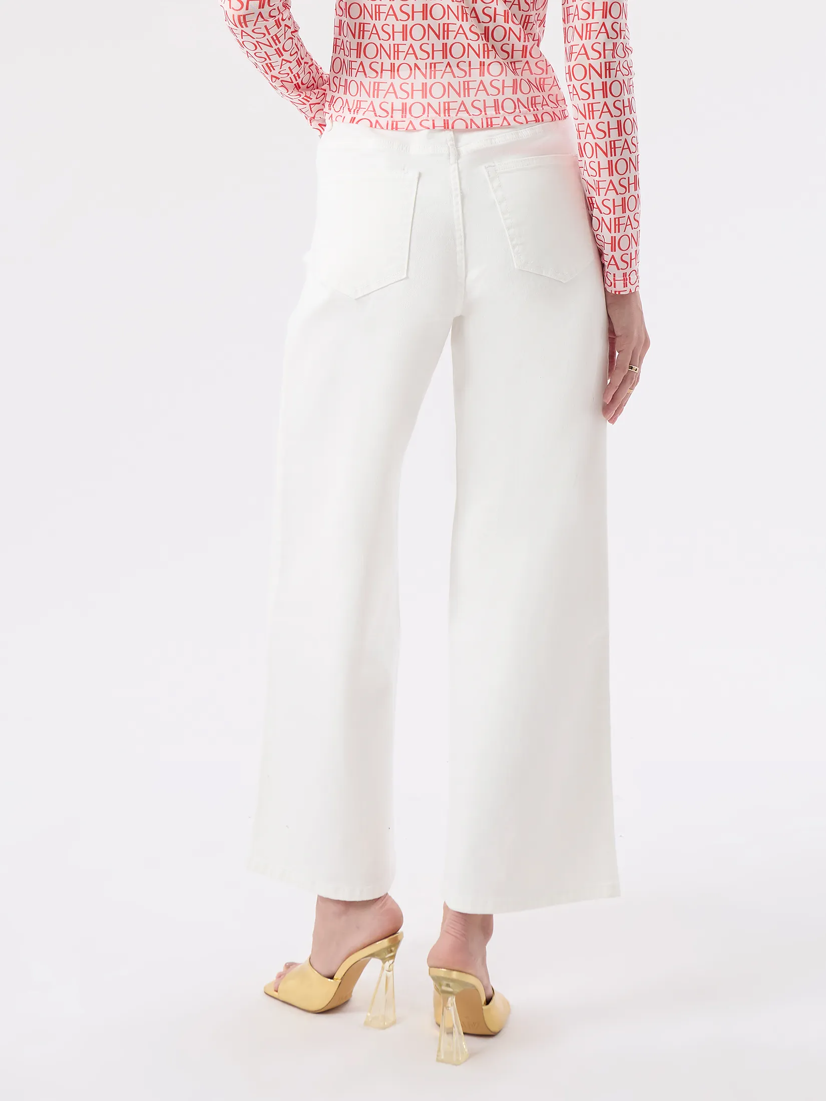F-FASHION Wide-Leg White Denim Women White F-FASHION Wide-Leg White Denim Women White