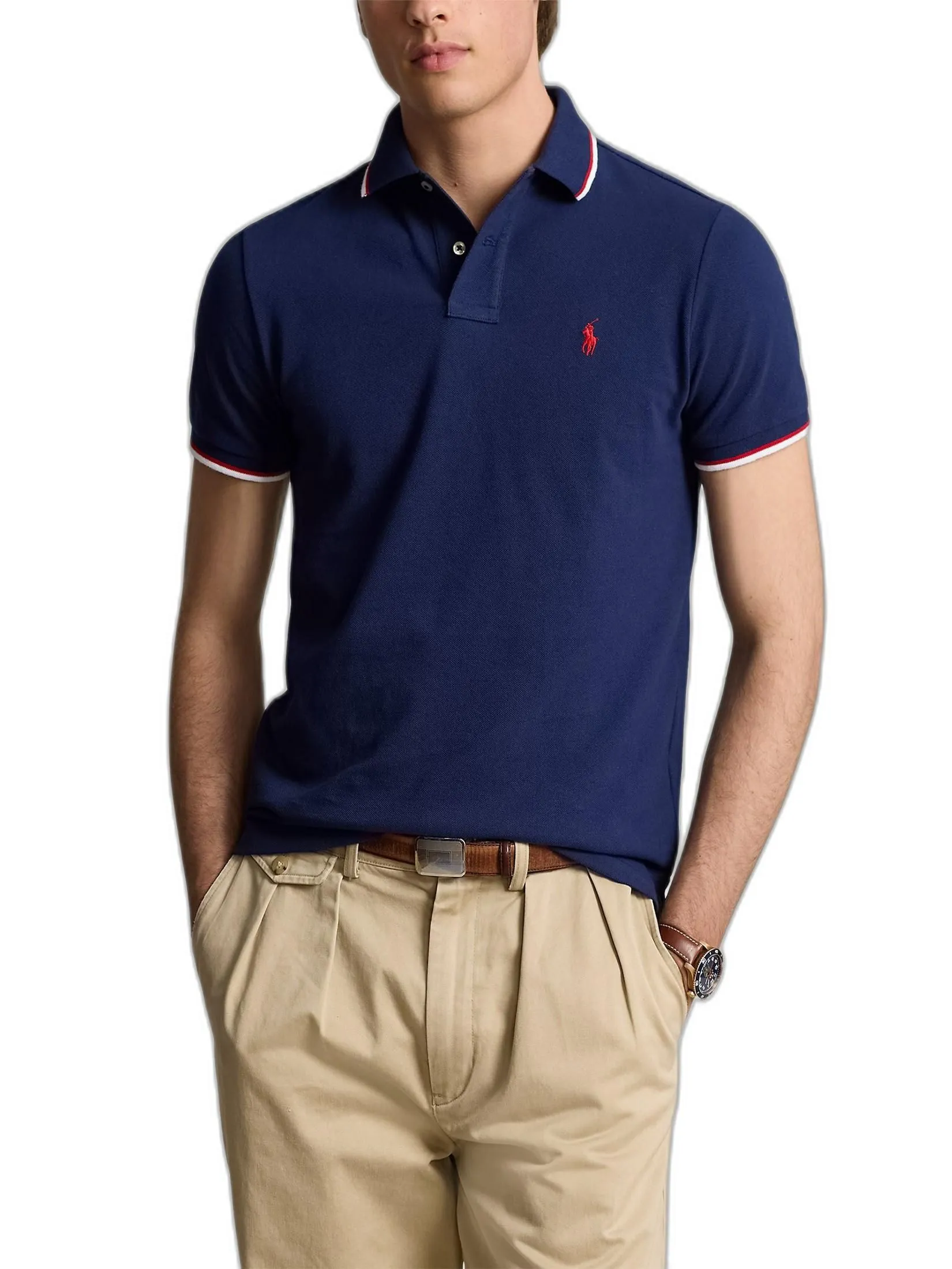 POLO RALPH LAUREN Custom Slim Fit Mesh Polo Shirt MNPOKNI1N821358 400 BLUE POLO RALPH LAUREN Custom Slim Fit Mesh Polo Shirt MNPOKNI1N821358 400 BLUE