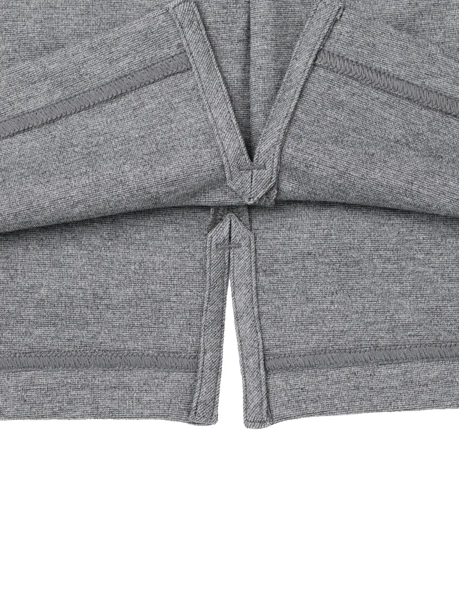 TAKEO KIKUCHI MEN GREY STRETCH PUNCH FABRIC ZIPPER POLO SHIRT TAKEO KIKUCHI MEN GREY STRETCH PUNCH FABRIC ZIPPER POLO SHIRT