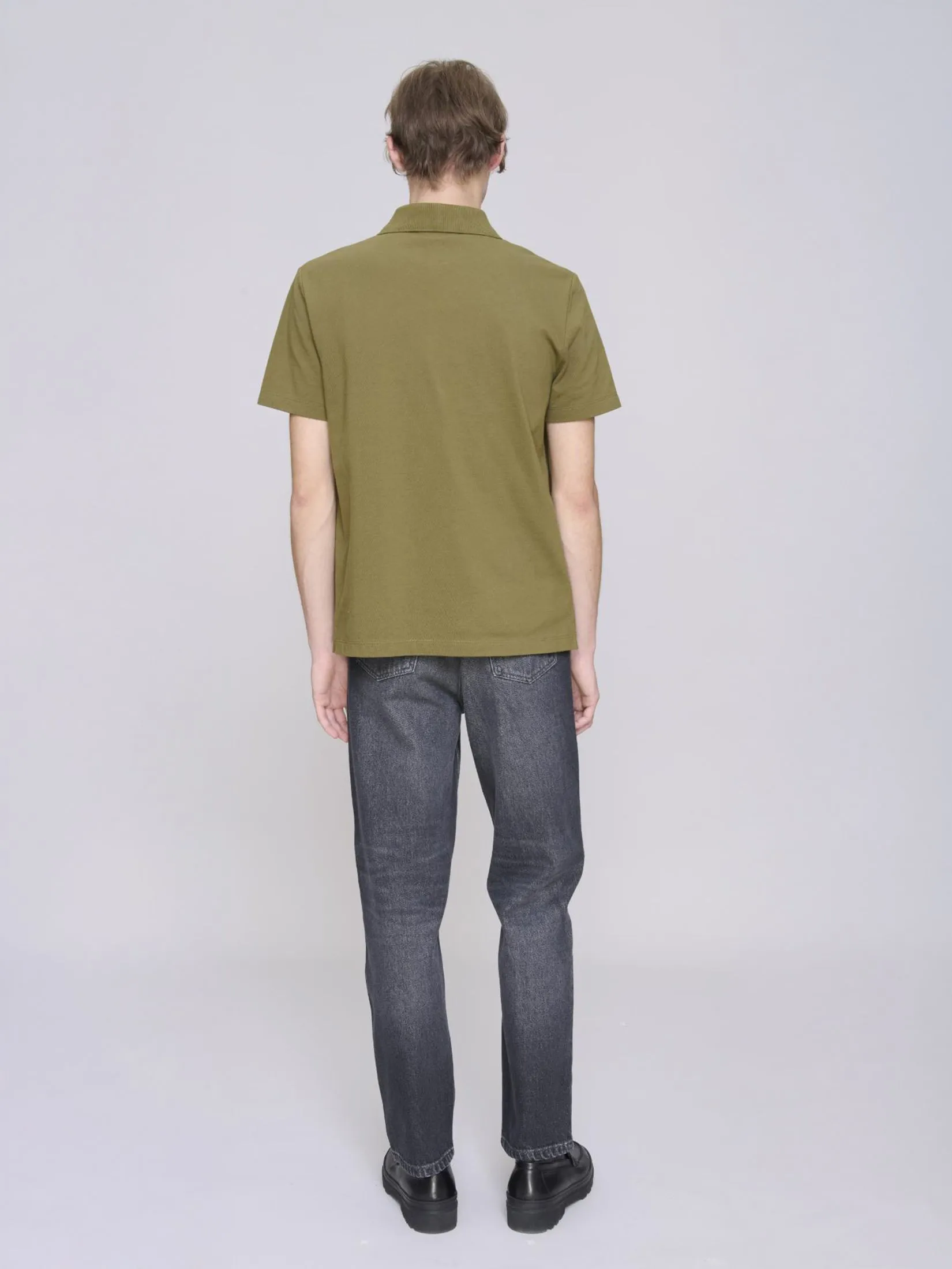 A.P.C. Men Polo Shirt Standard Gots Tjz Kaki Mili/Noir A.P.C. Men Polo Shirt Standard Gots Tjz Kaki Mili/Noir