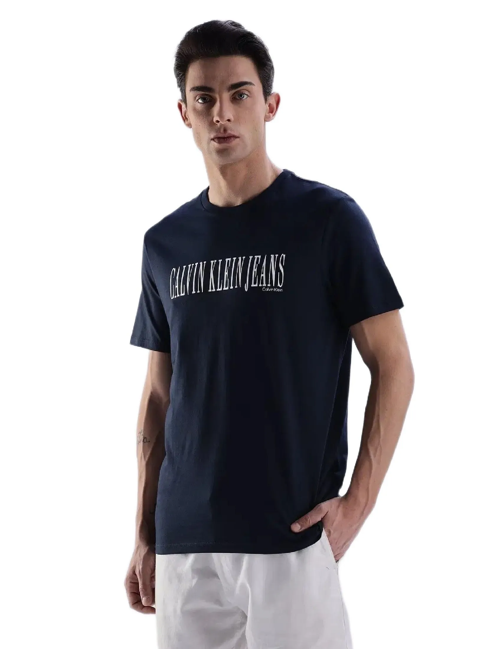 CALVIN KLEIN Men's Regular Fit Graphic Classic T-Shirt Navy Blue CALVIN KLEIN Men's Regular Fit Graphic Classic T-Shirt Navy Blue