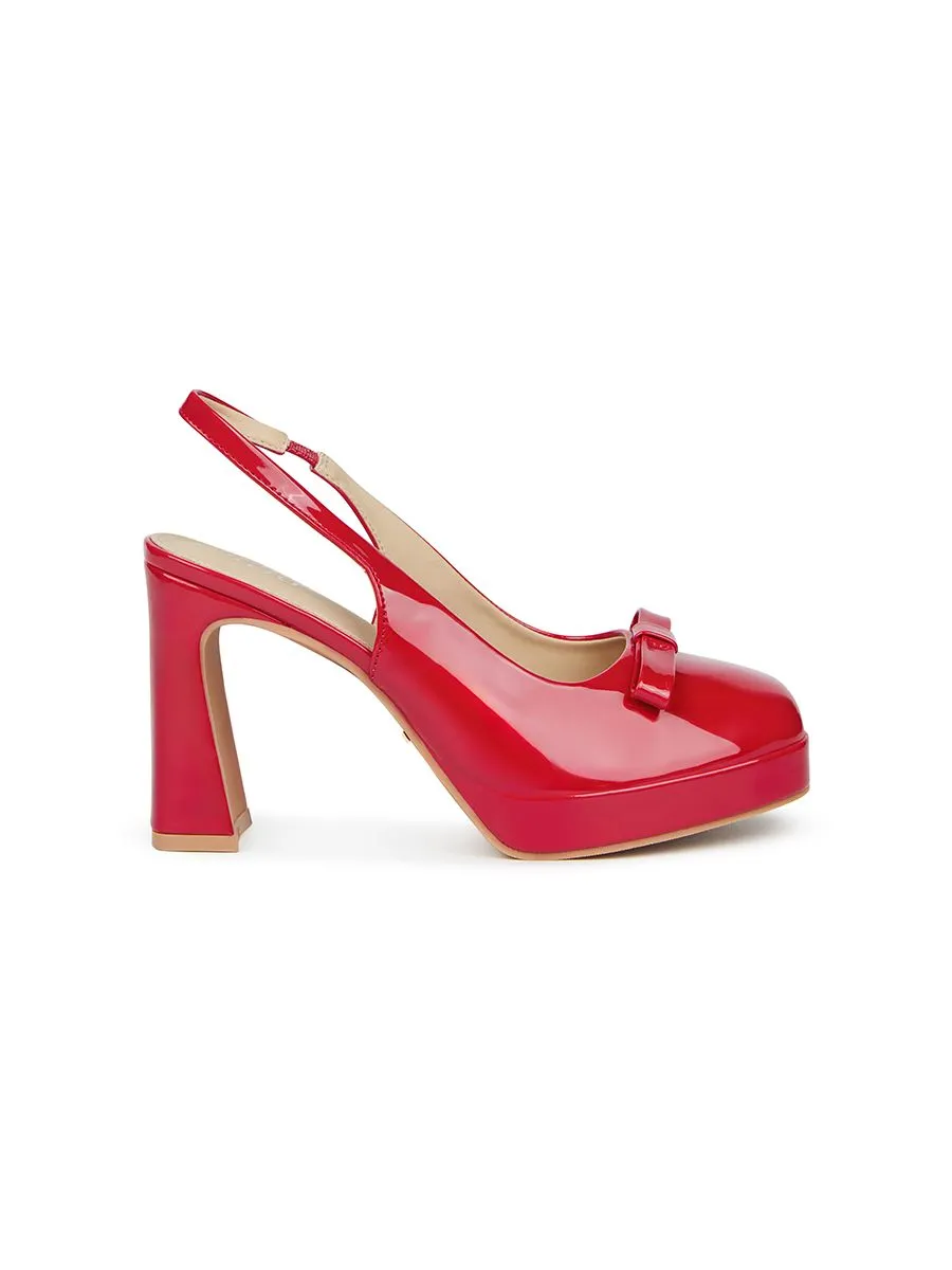 SHU WOMEN PLATFORM 4.5" PETITE BOWS - GLOSSY RED SHU WOMEN PLATFORM 4.5" PETITE BOWS - GLOSSY RED