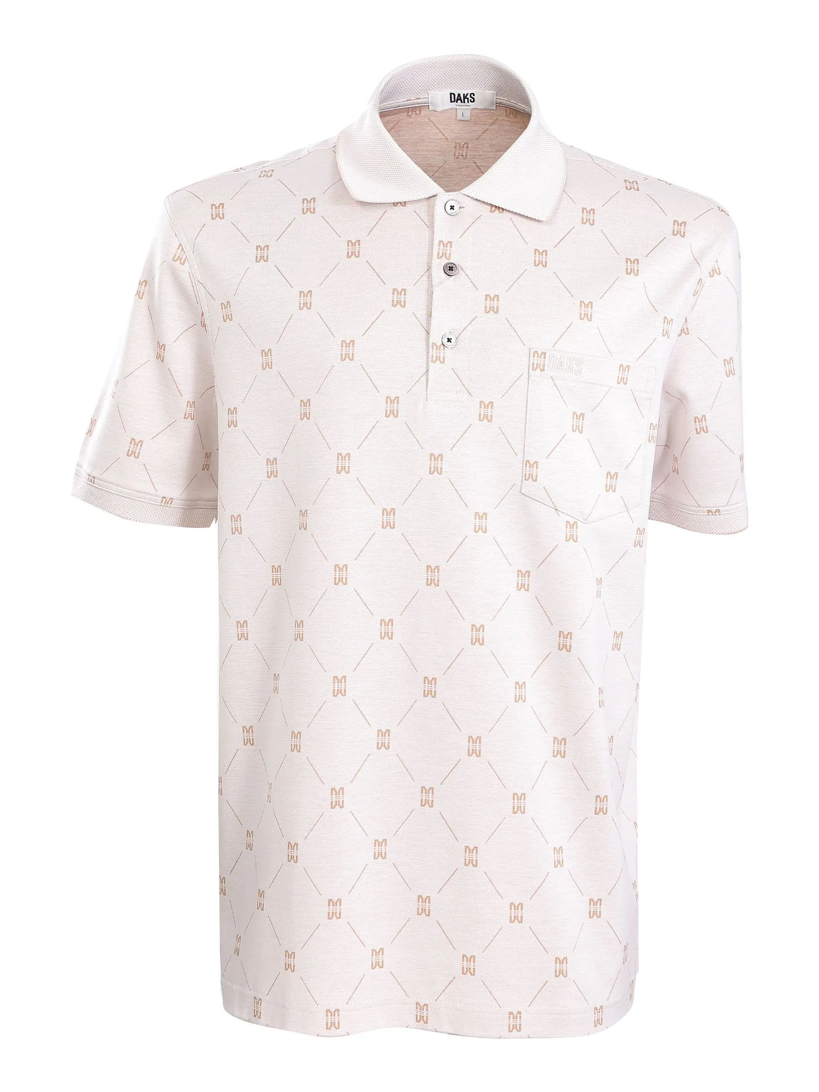 DAKS Men  Short Sleeve Polo Regular Fit Cream DAKS Men  Short Sleeve Polo Regular Fit Cream